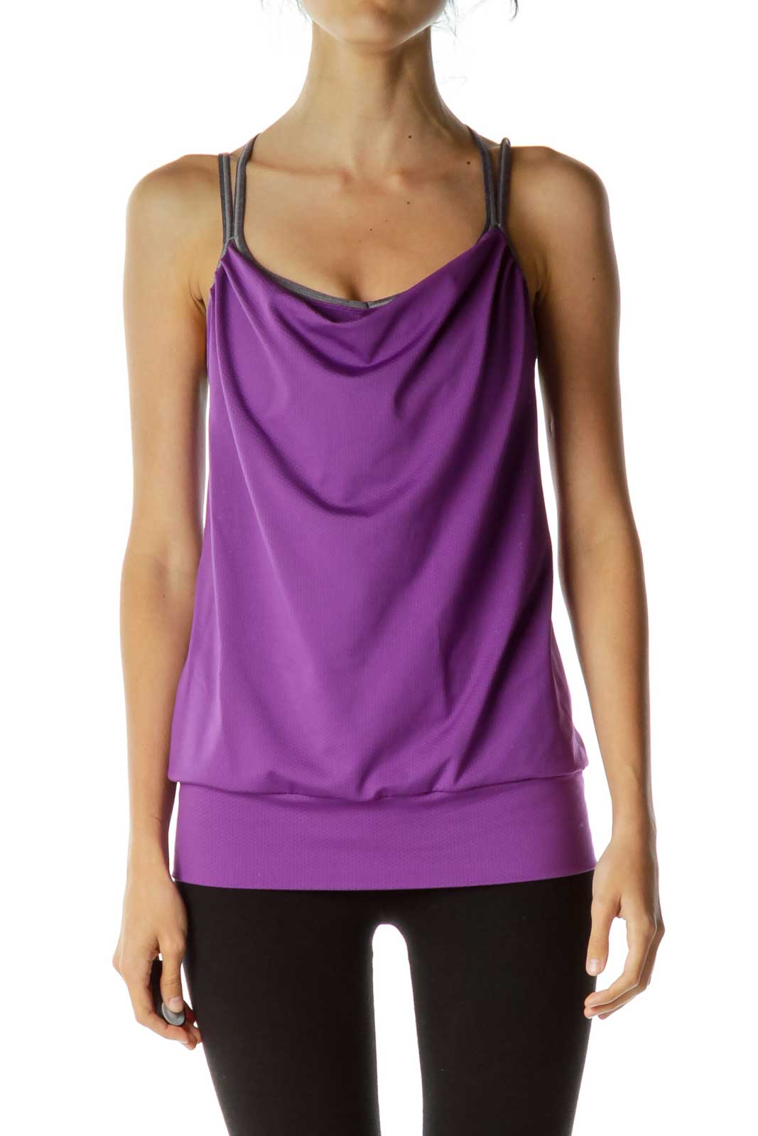 Purple Gray Sports Bra Top Front