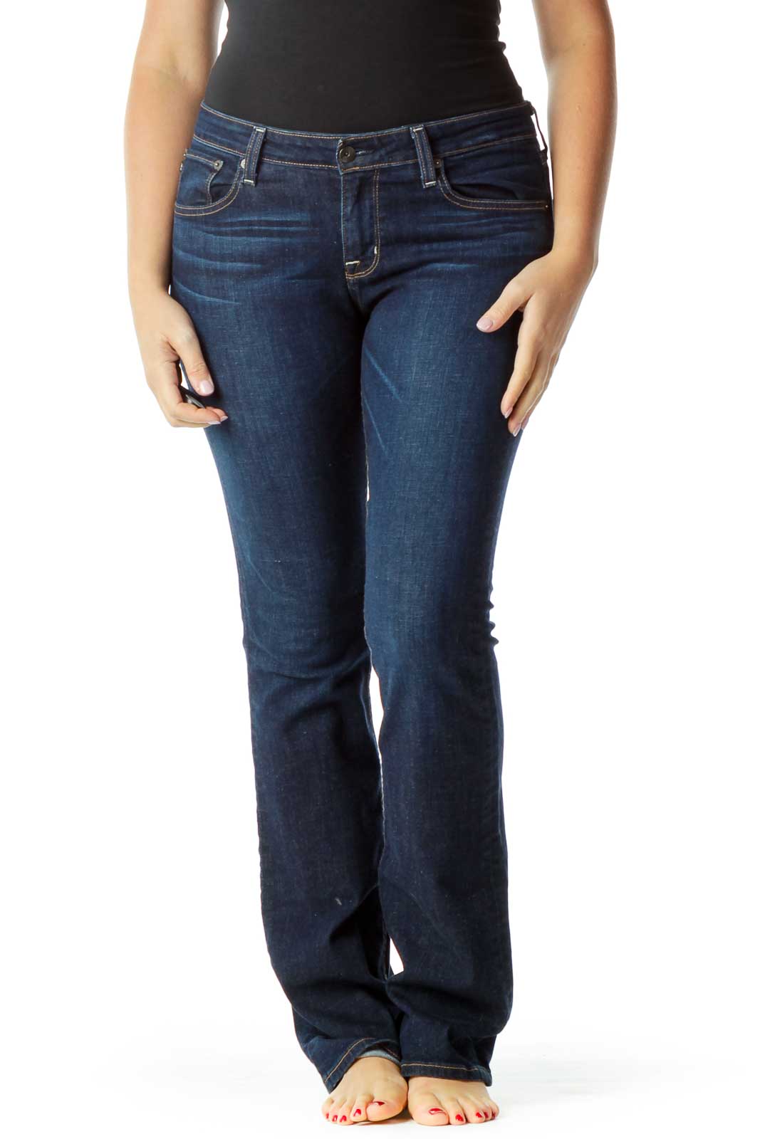 Navy Flared Jeans Front