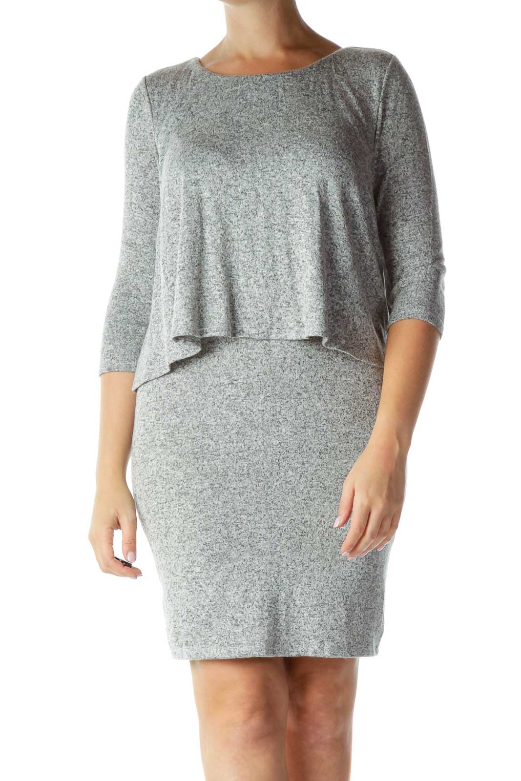 Heather Gray 3/4-Sleeve Knit Dress Front