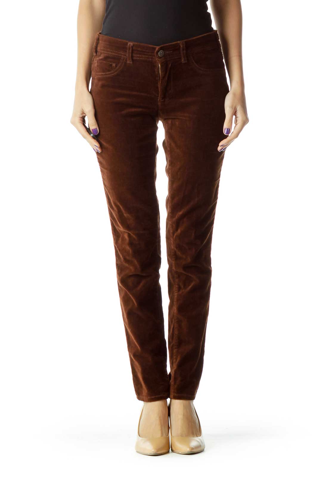 Brown Tapered Pants Front