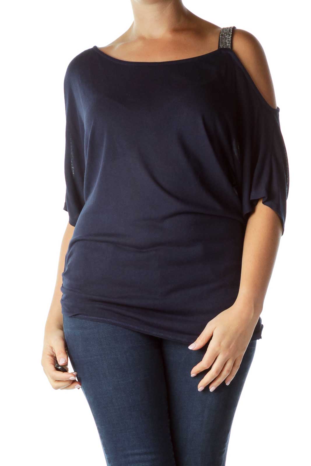 Navy Knit Top  Front