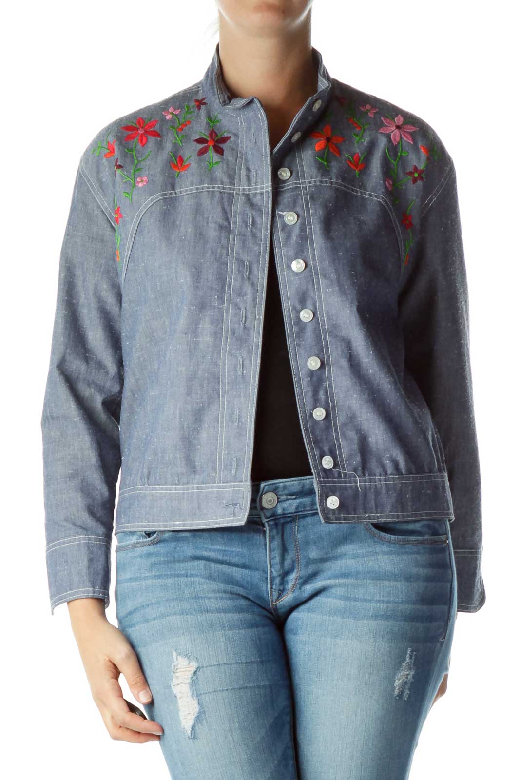 Blue Embroidered Shirt Front