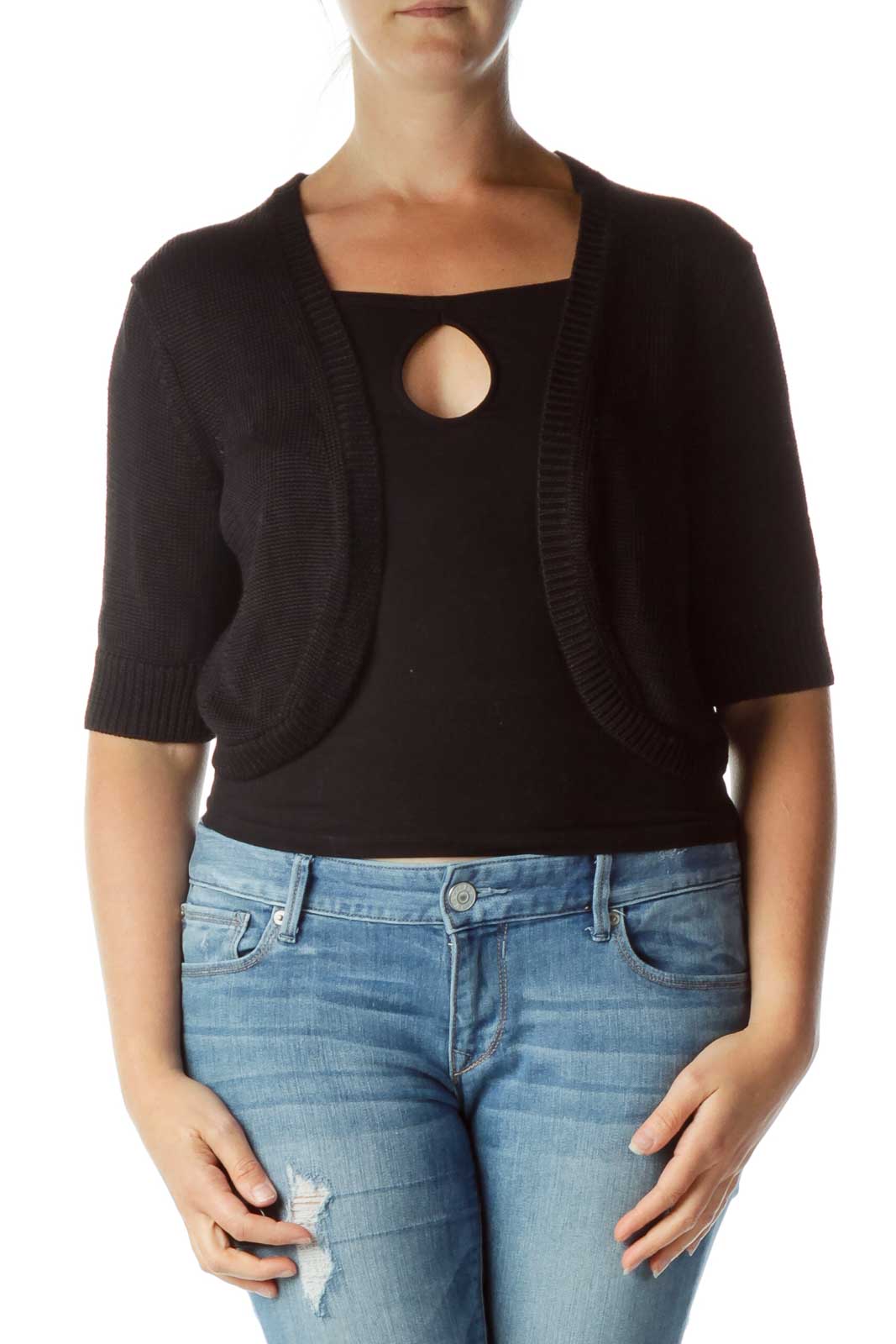 Black Cable Knit Sweater Front