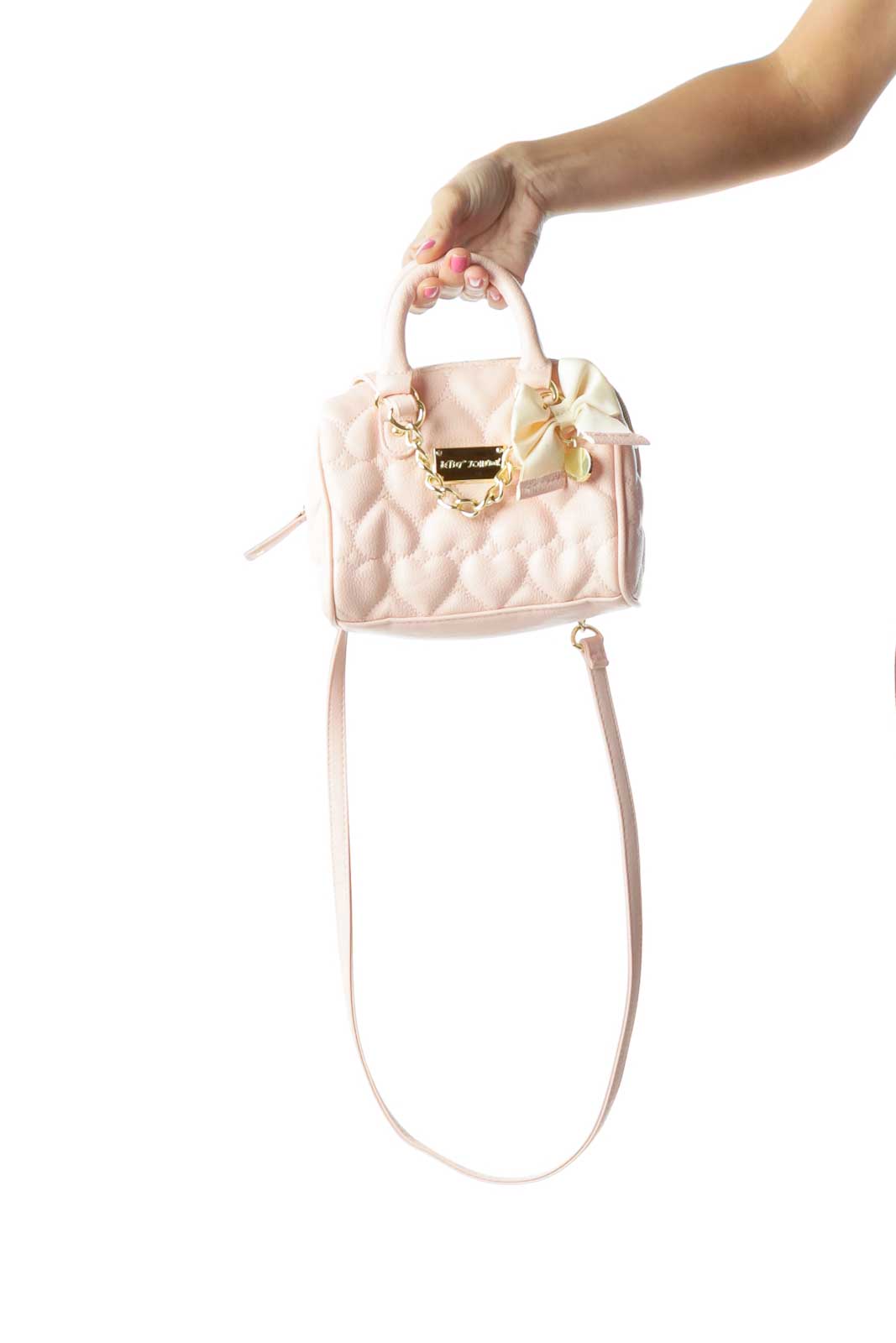 Pink Heart Bow Detail Satchel Front