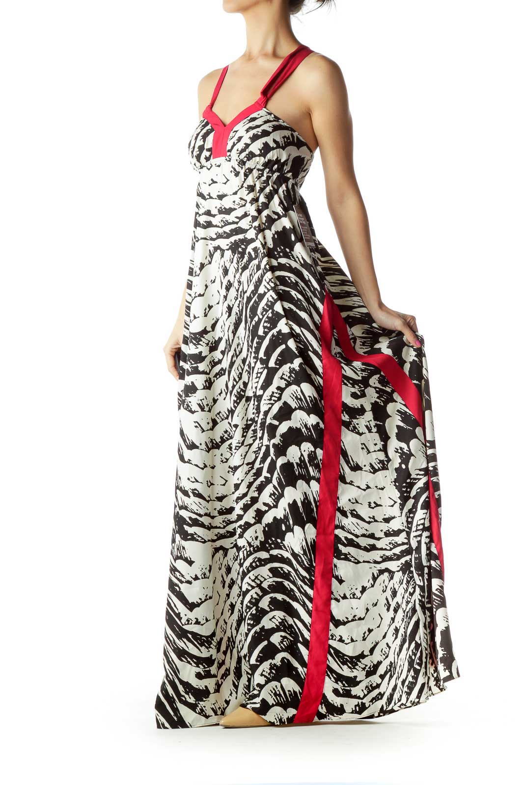 Express White Black Printed Maxi Dress Polyester SilkRoll