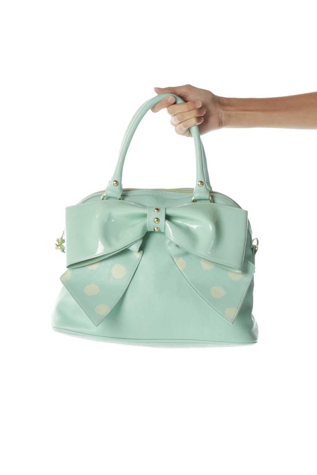 Mint Green Shoulder Bag with Bow Front