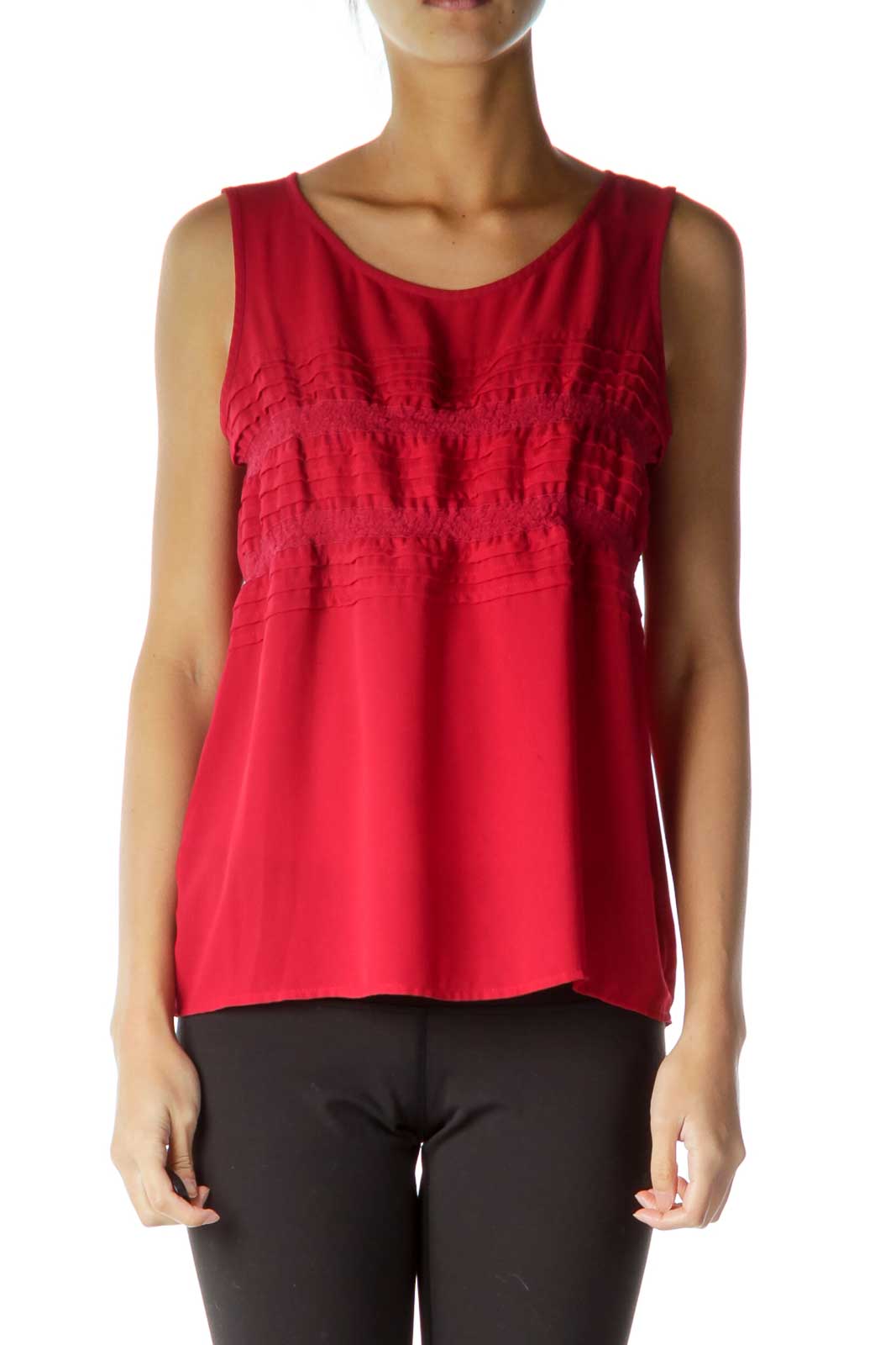 Red Ruffle Detailed Blouse Front