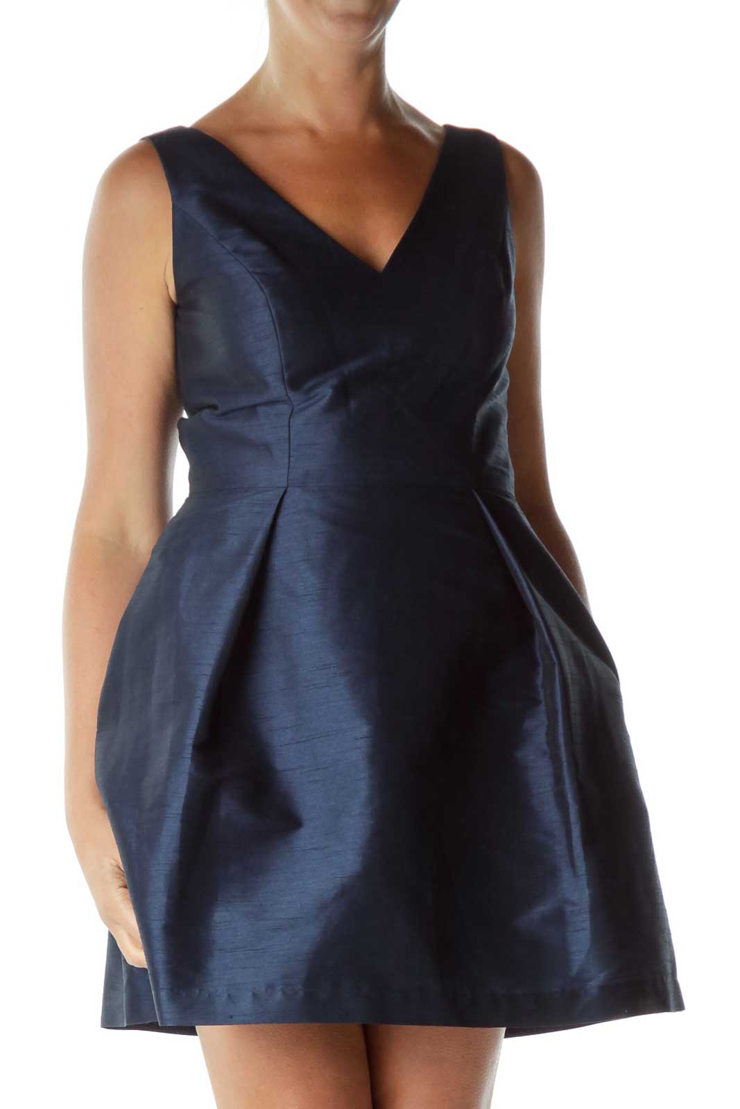 Navy Sleeveless A-Line Cocktail Dress Front