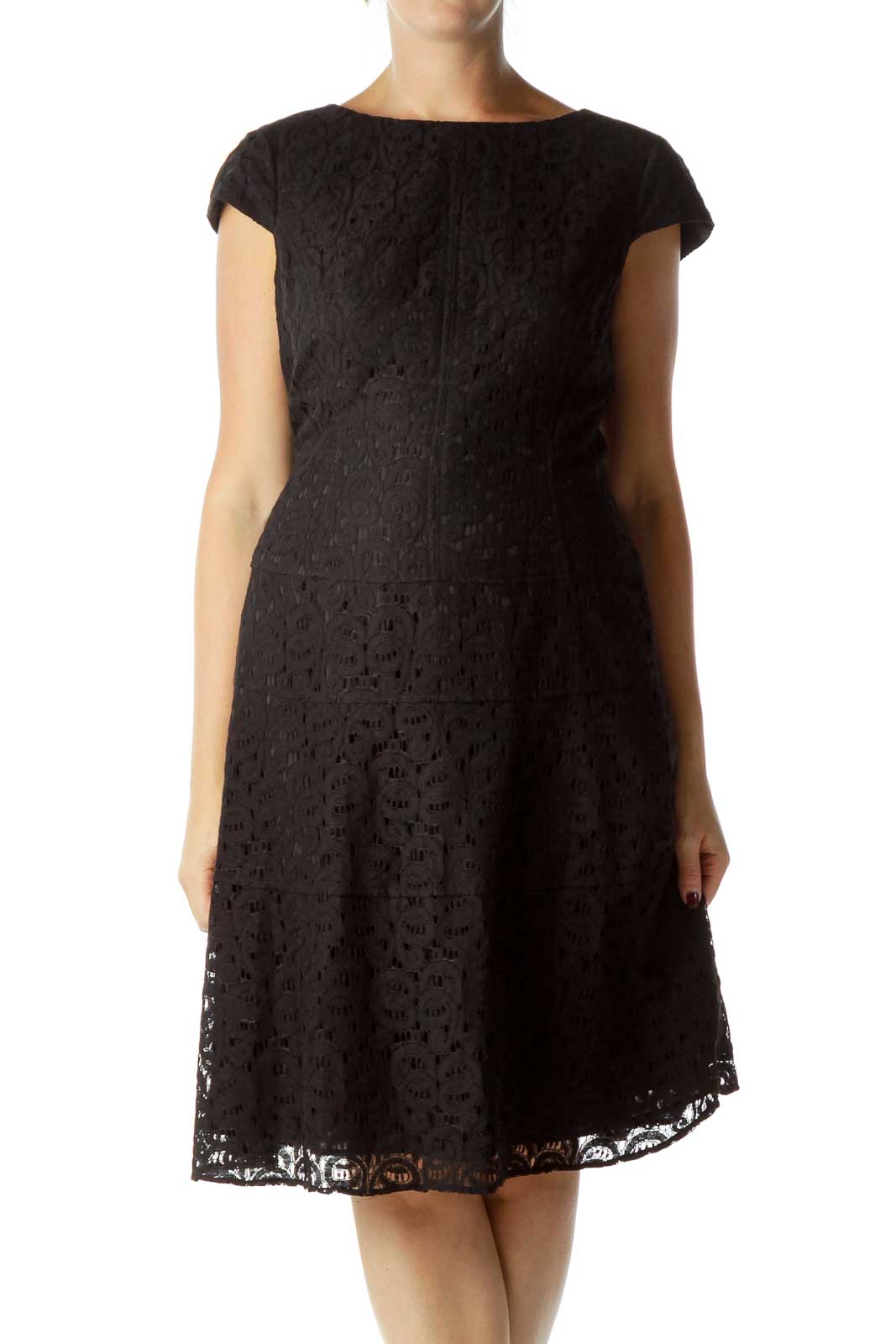 anne klein black lace dress