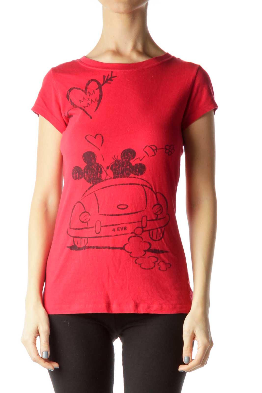Red Mickey and Minnie T-Shirt Front