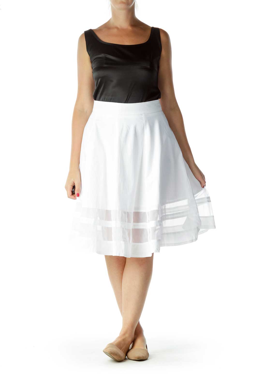 White Flared Sheer Skirt