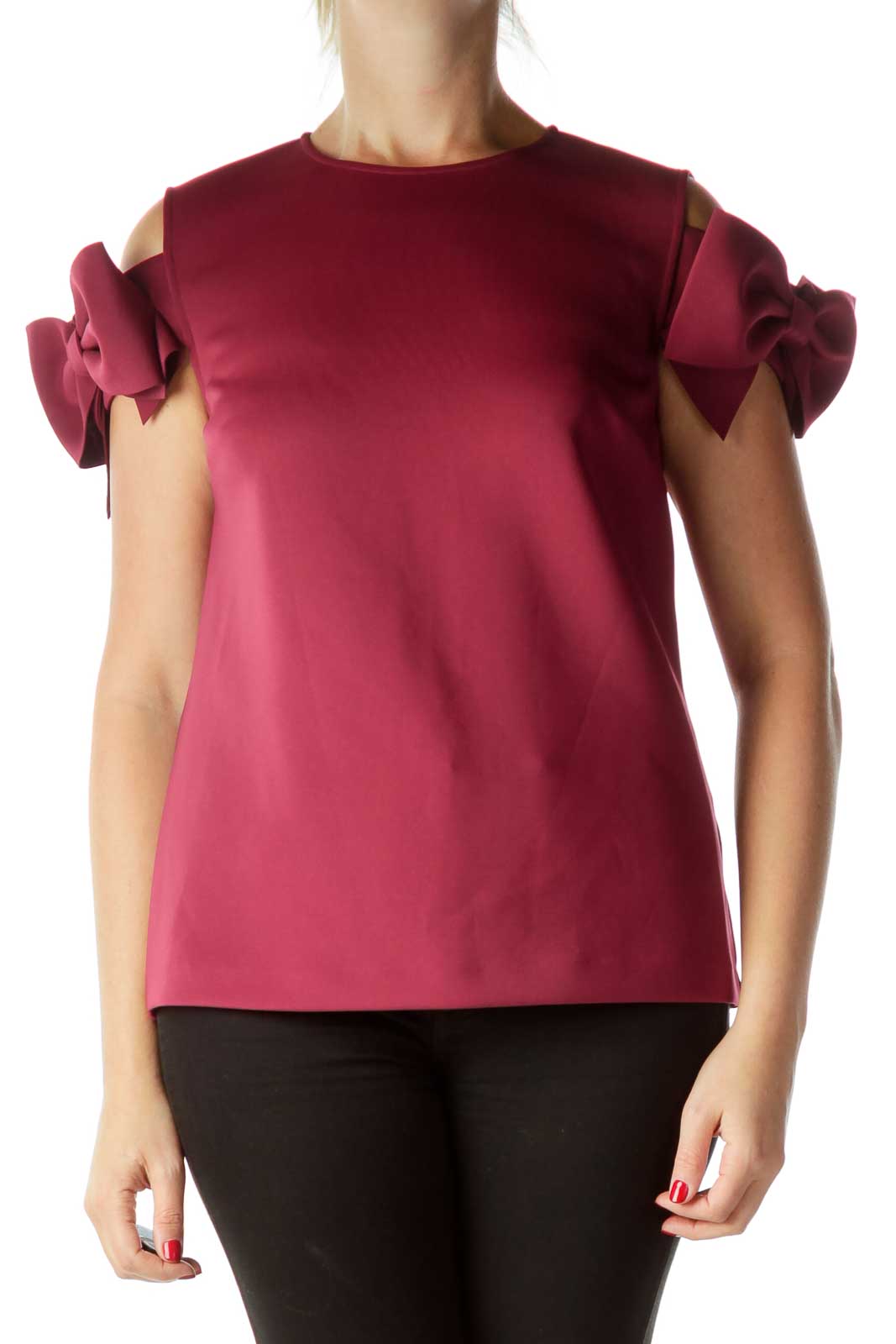 Pink Bow Short Sleeve Top Front