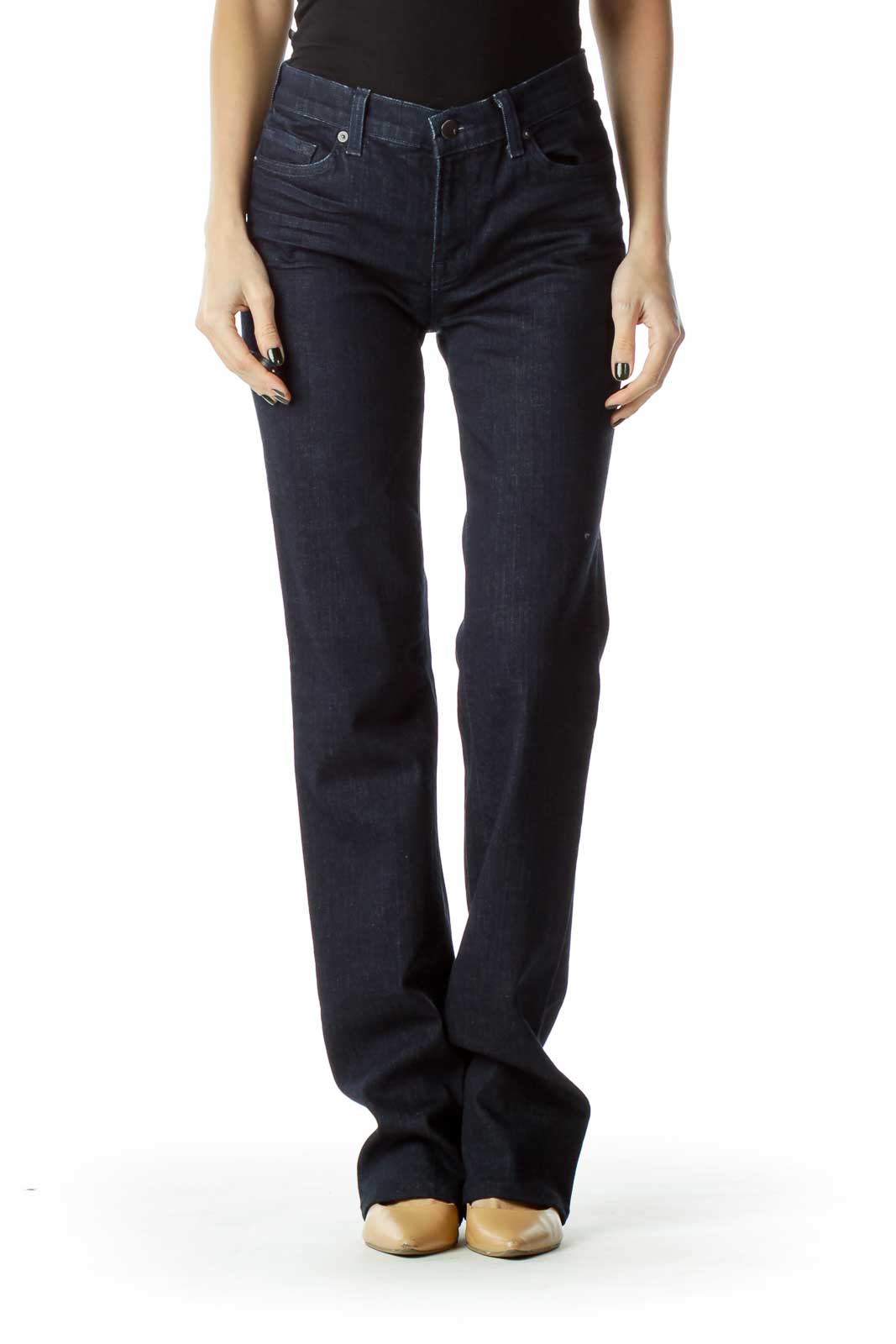 Navy Straight-Leg Jeans Front
