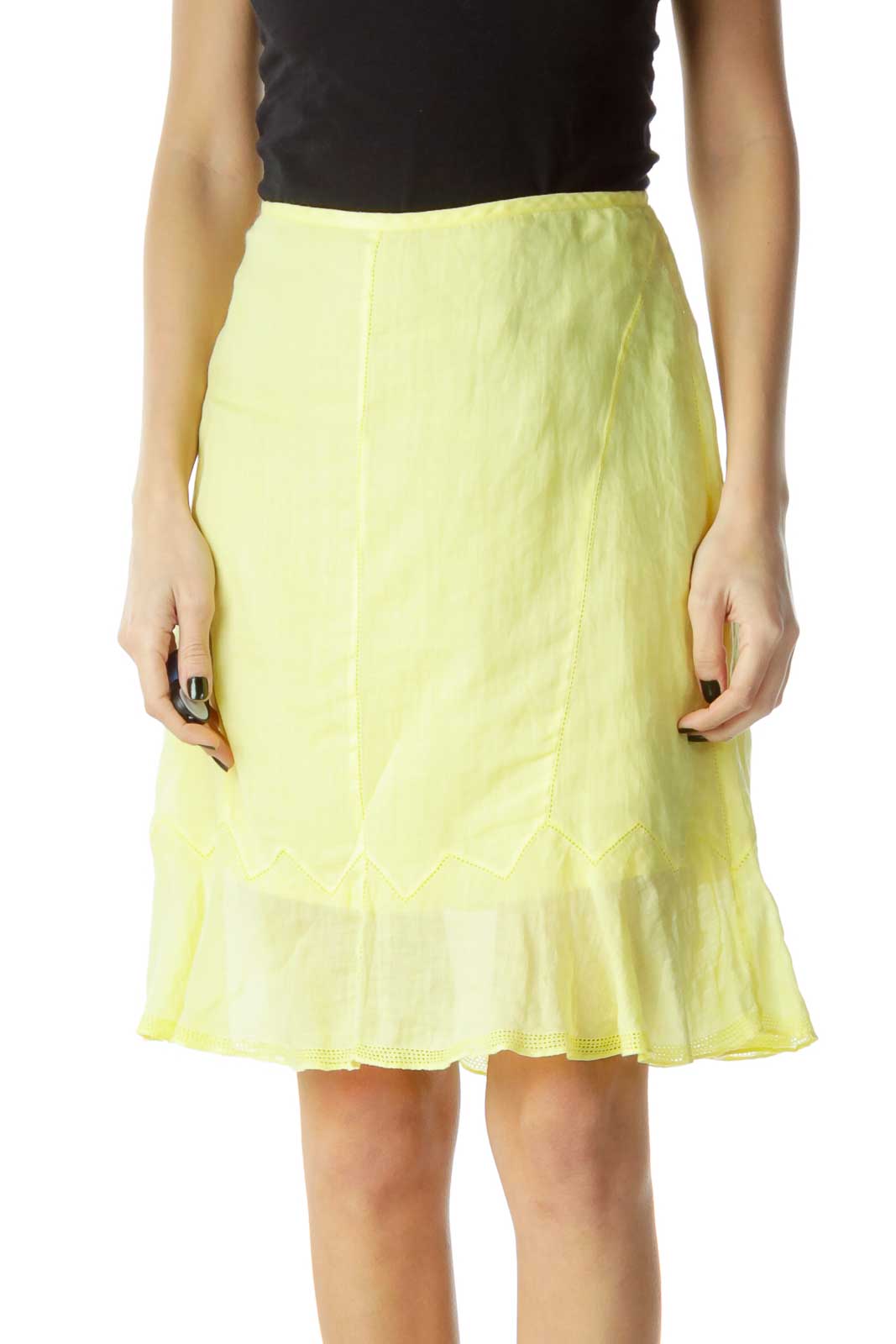 Yellow Flared A-Line Skirt Front