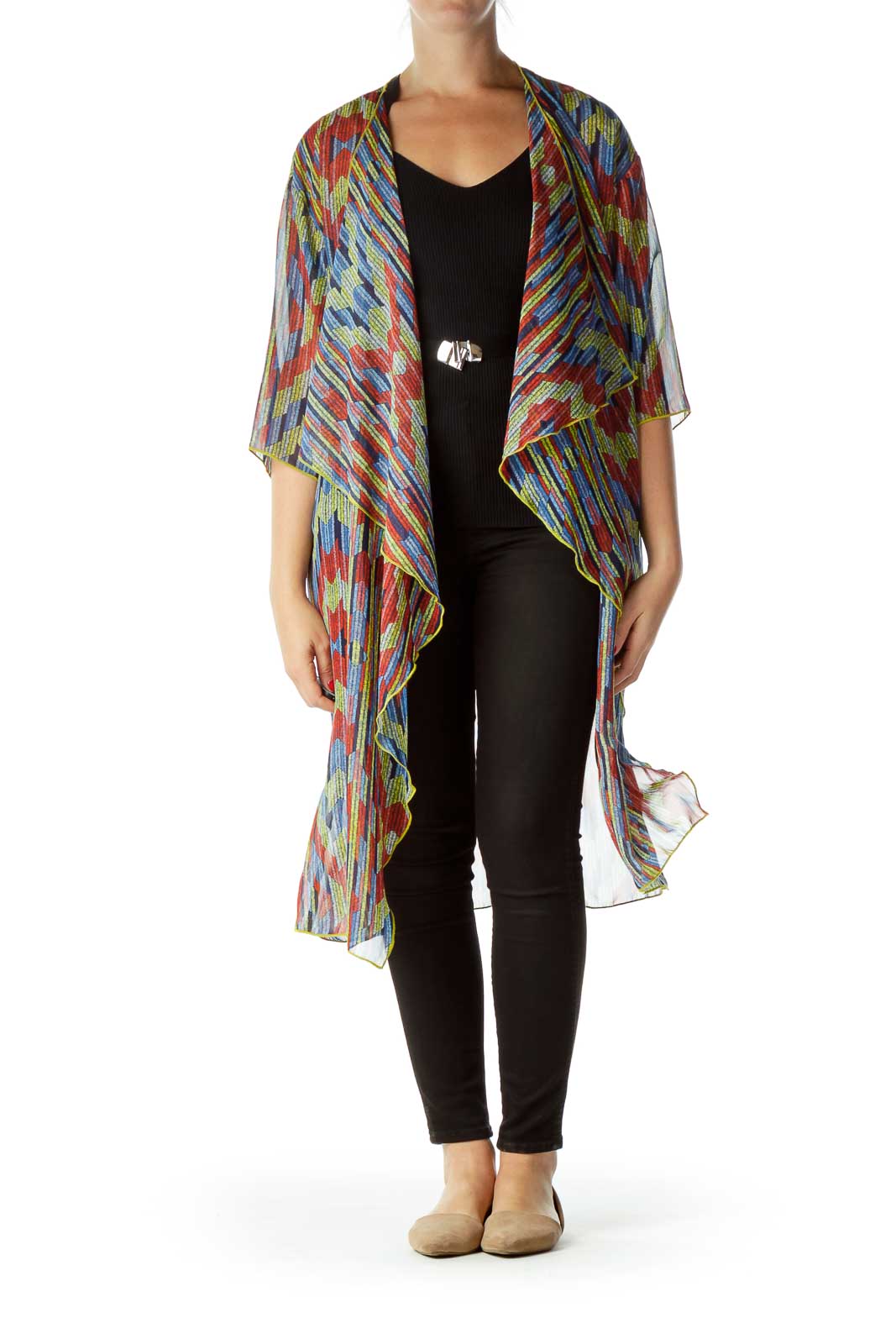 Lula Roe - Yellow Print Sheer Cardigan 