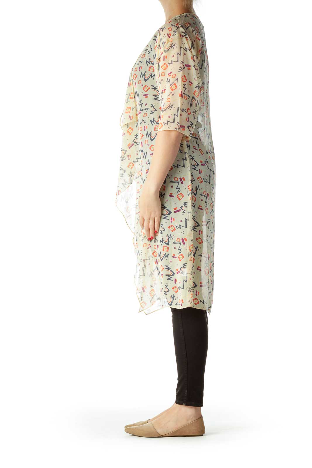 Lula Roe - Yellow Print Sheer Cardigan 