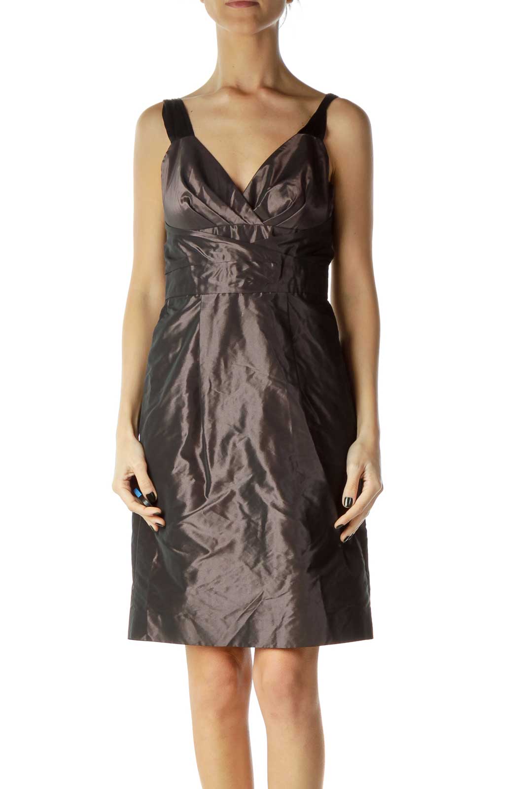 Purple Shiny A-Line Cocktail Dress Front