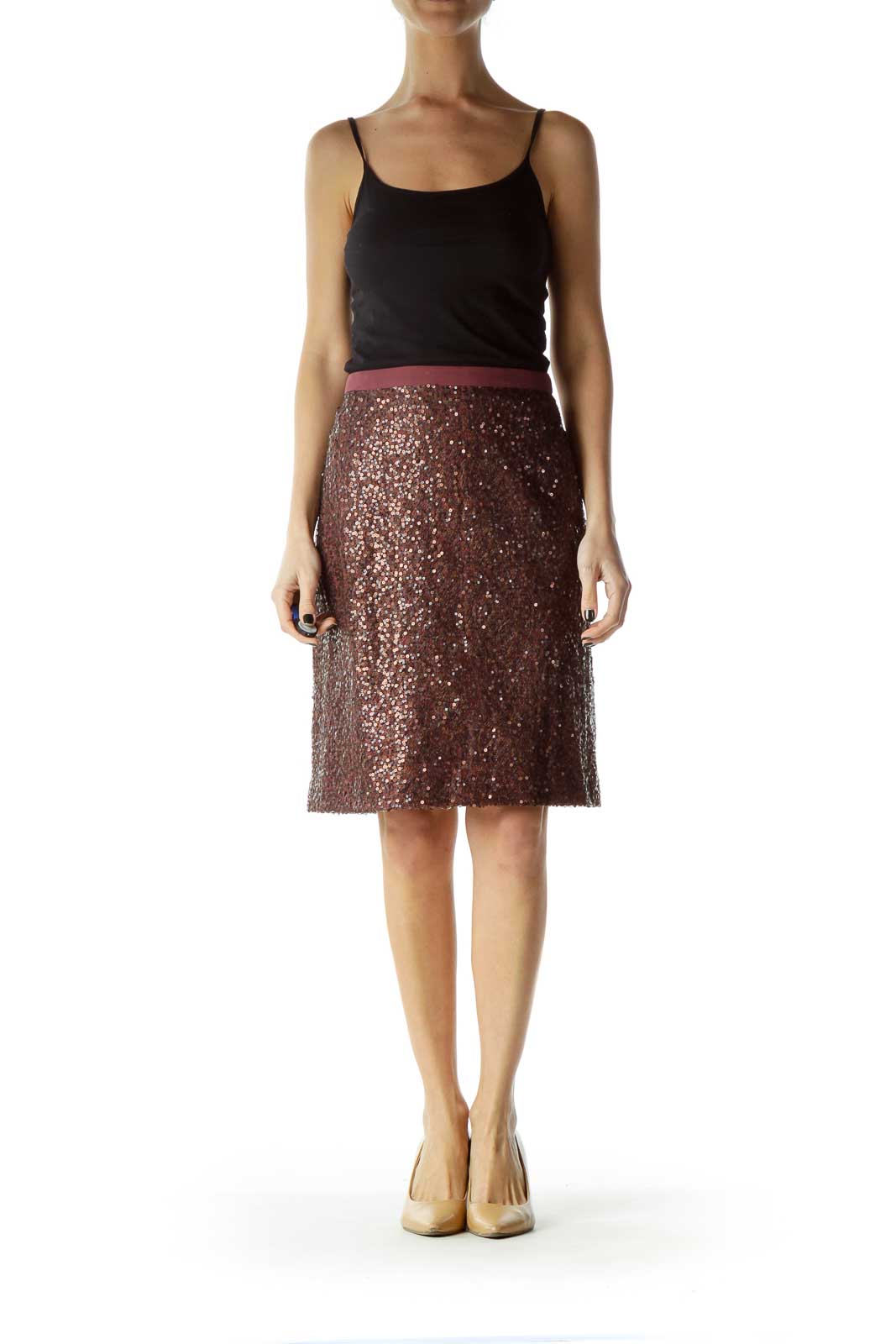 J.Crew Purple Sequined Pencil Skirt Polyester Silk SilkRoll