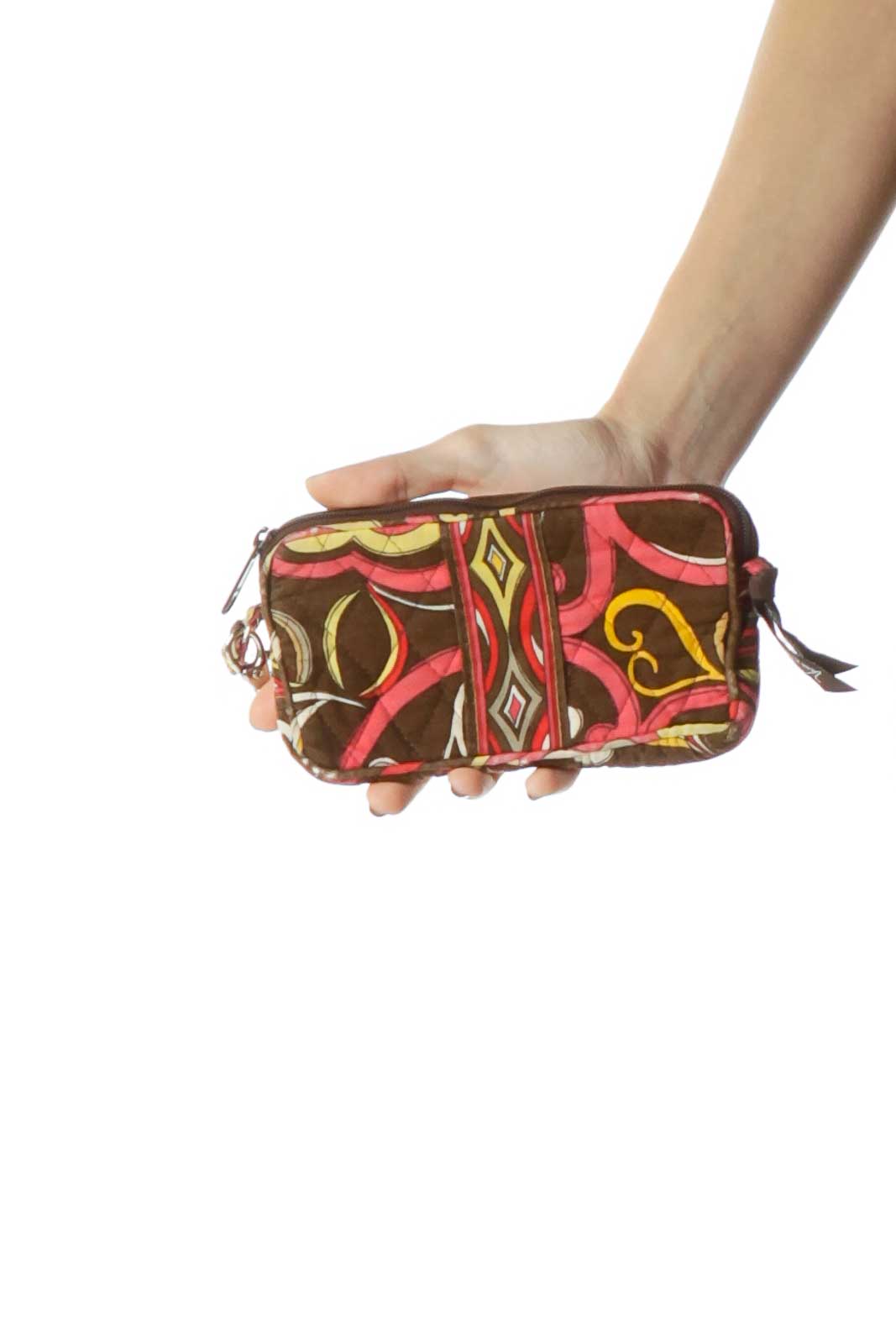 Brown Paisley Print Clutch Front
