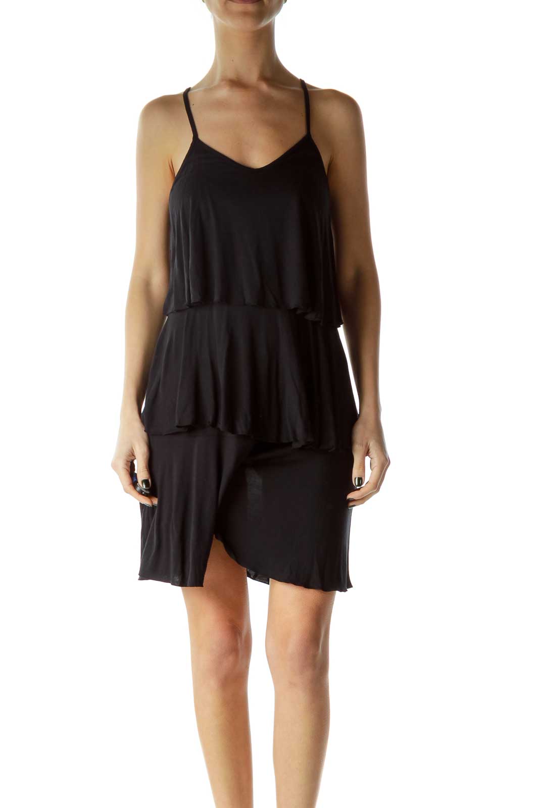 Black Layered Romper Front