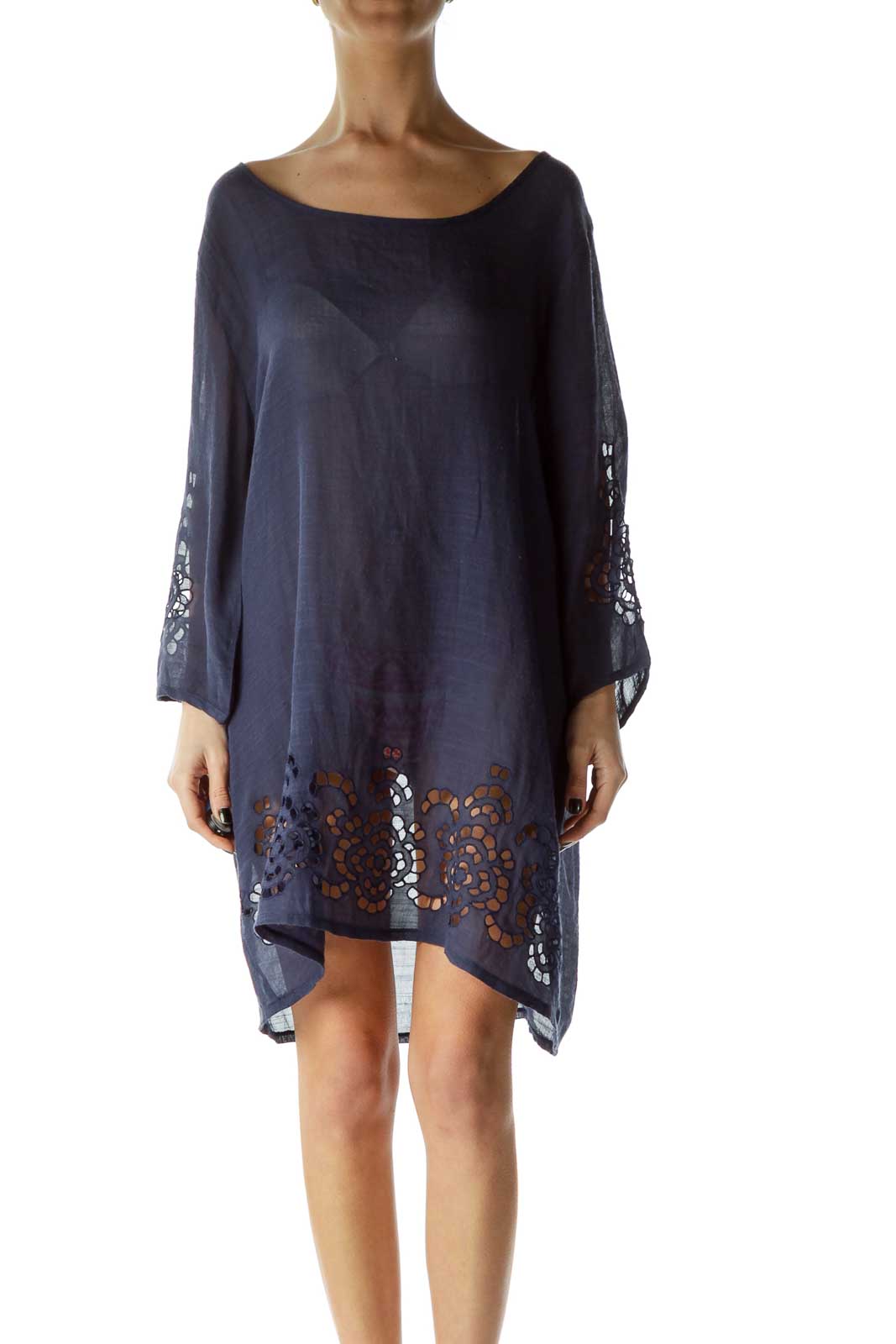 Navy Sheer Beach Coverup  Front