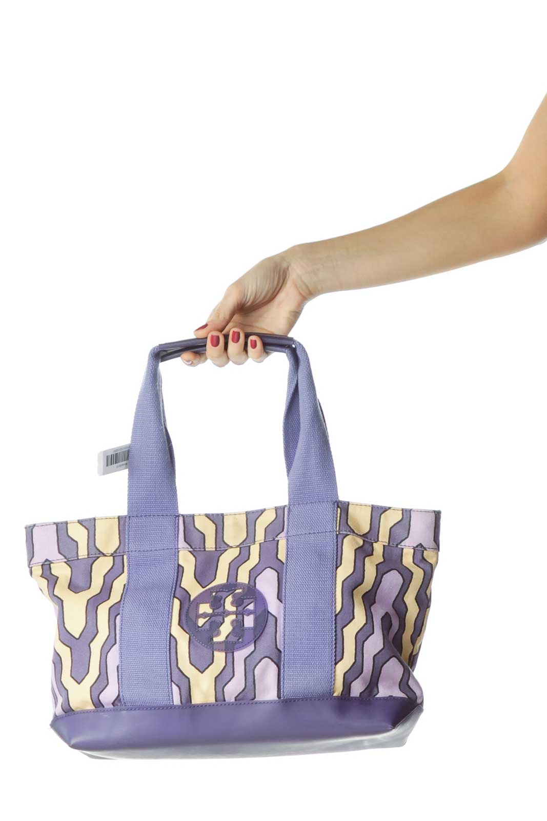 Purple Yellow Print Cloth Tote Front