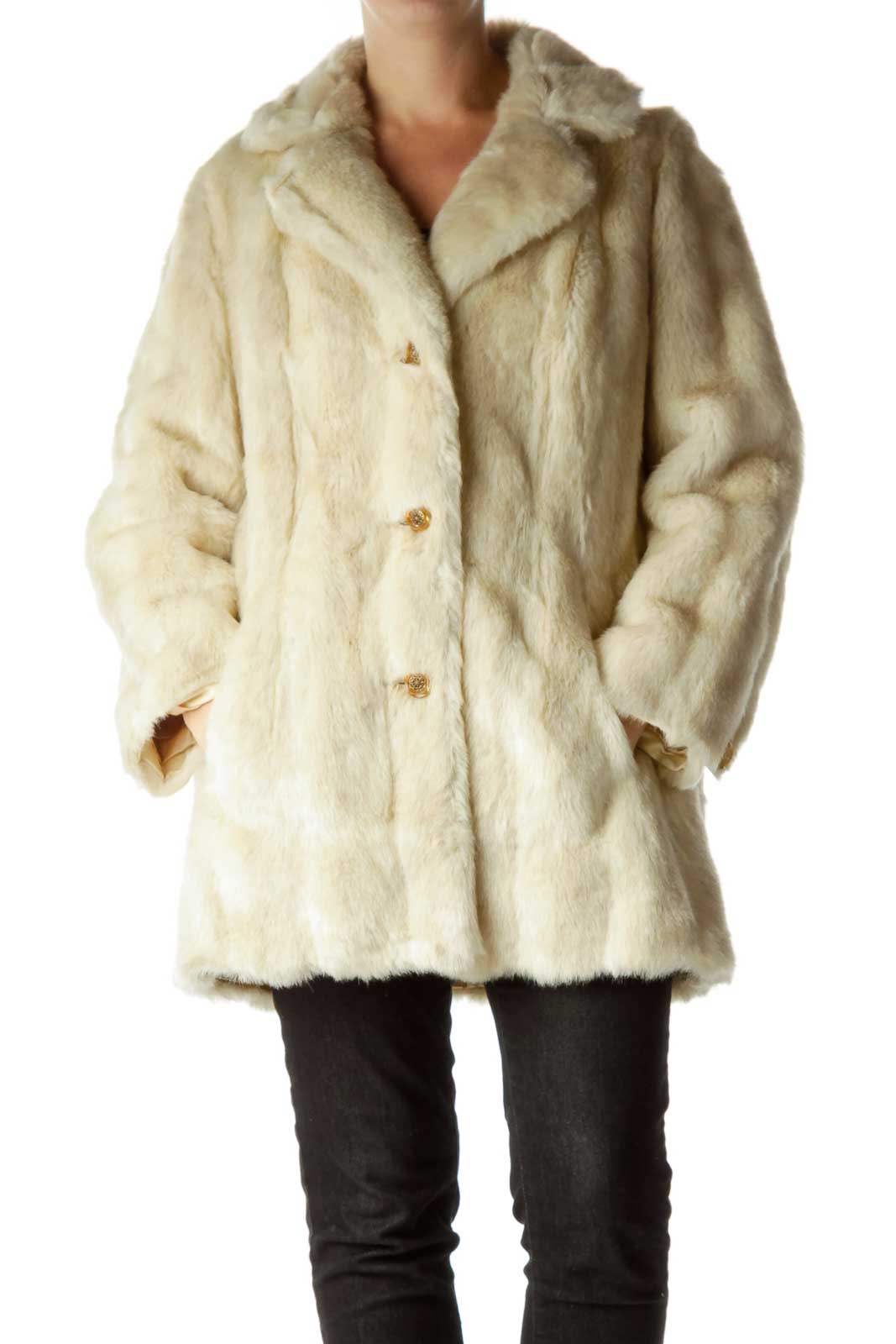 White Fur Single Breasted Coat Front