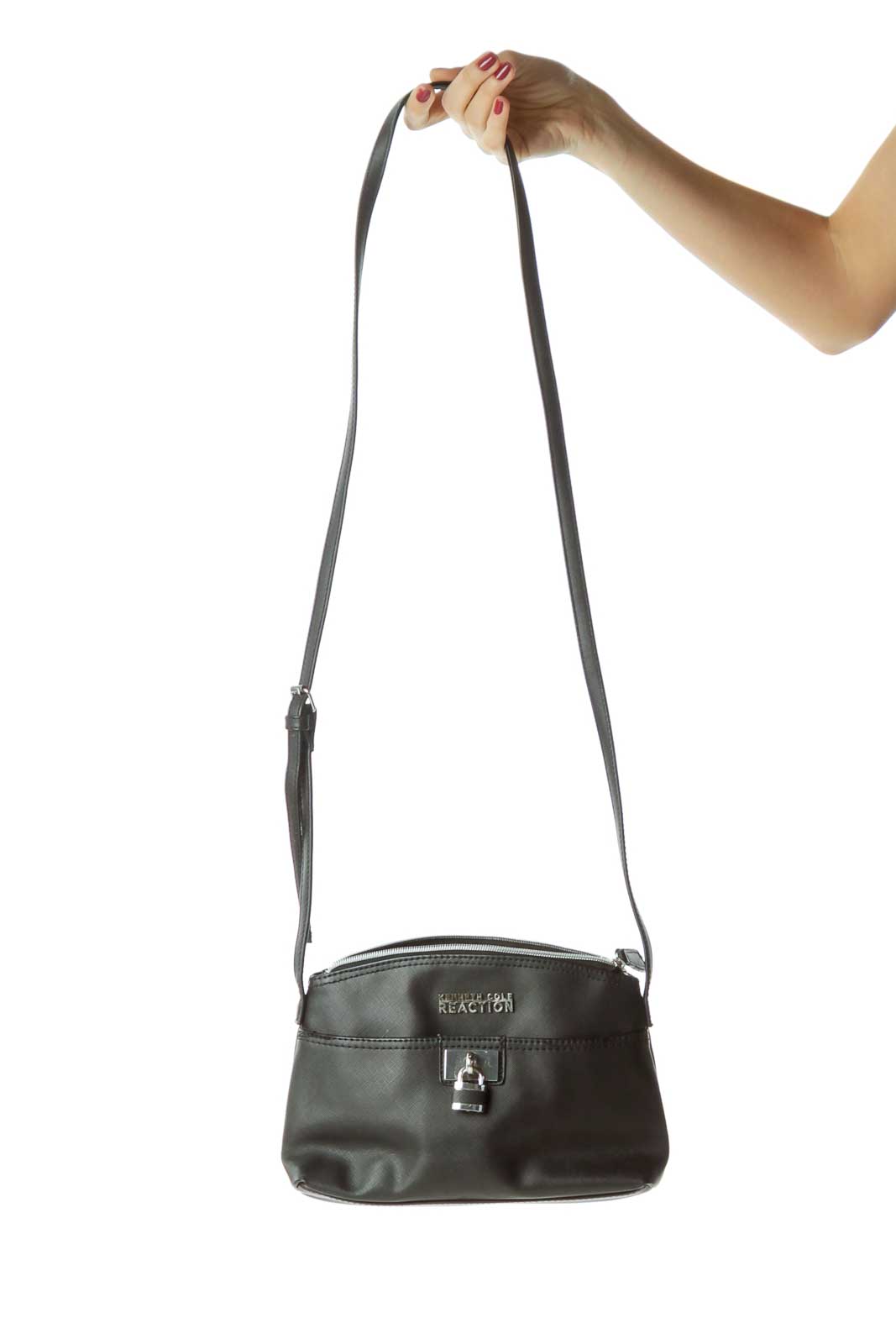 Black Crossbody Bag with Lock Detail Front