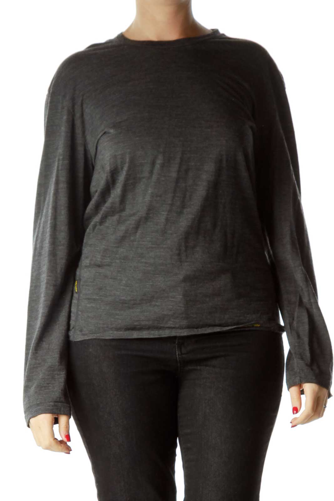 Gray Merino Wool Long-Sleeve T-Shirt Front
