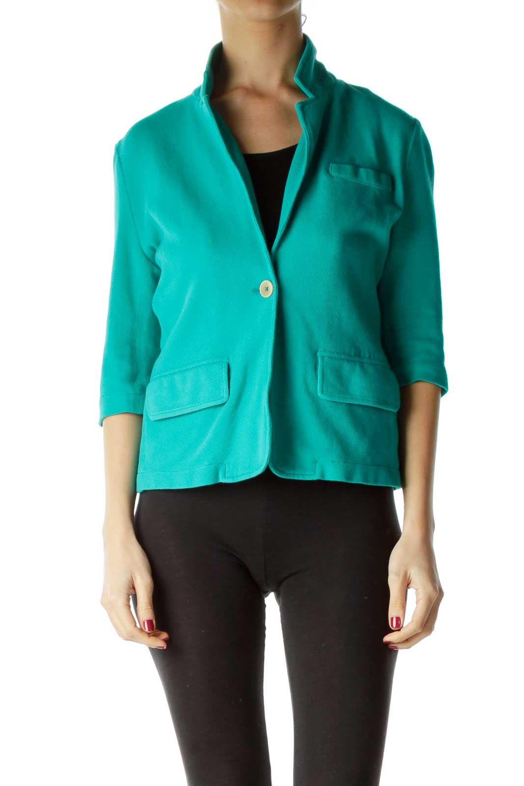 Green Cropped Jacket Front