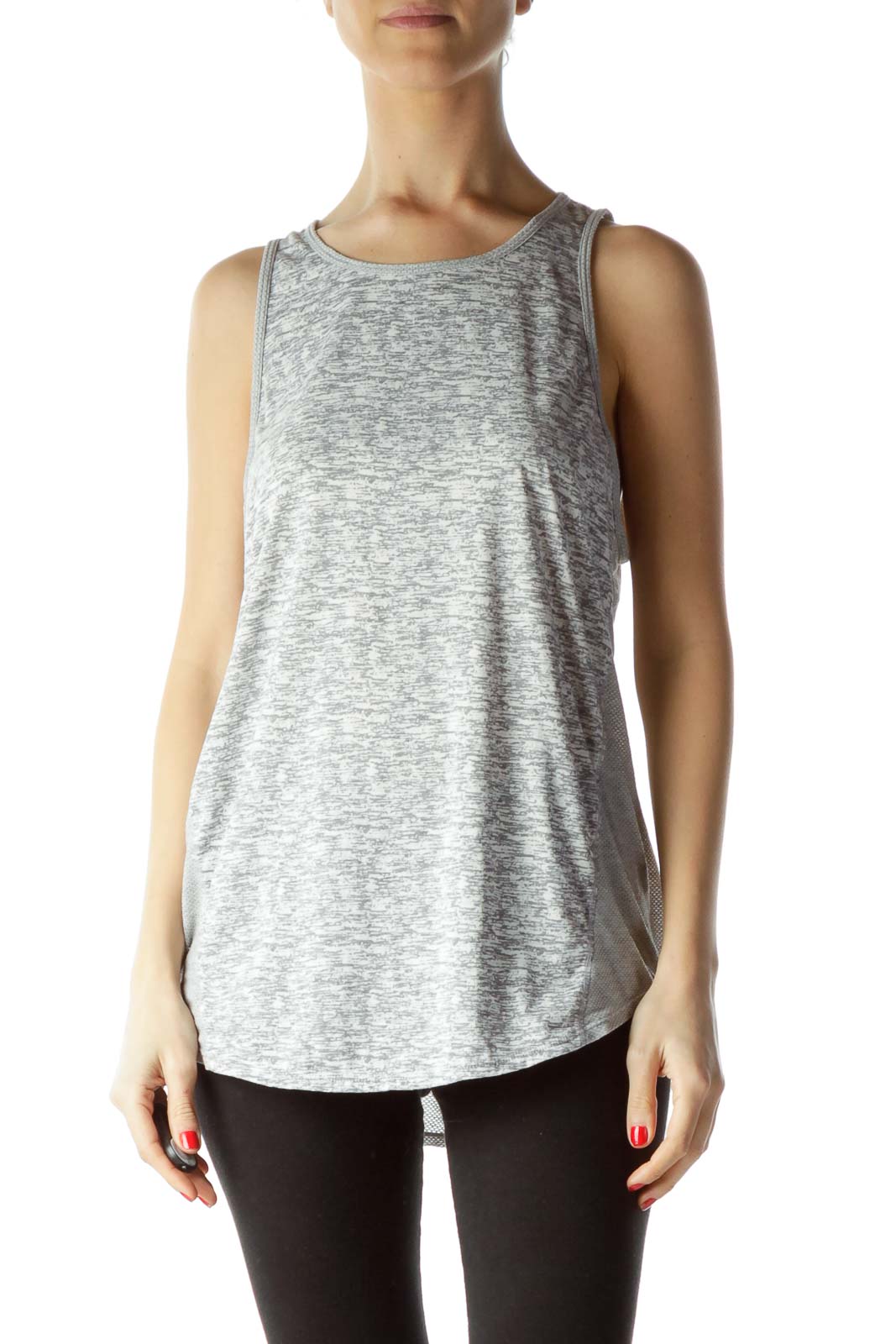 Gray Sleeveless Sports Top Front