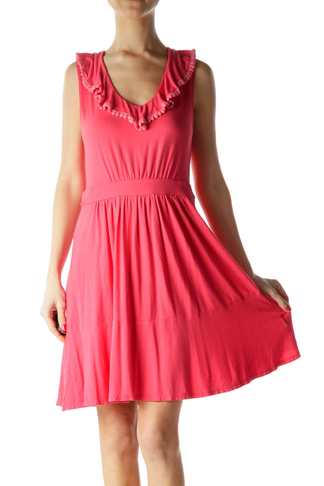 Pink Sleeveless Jersey Dress Front