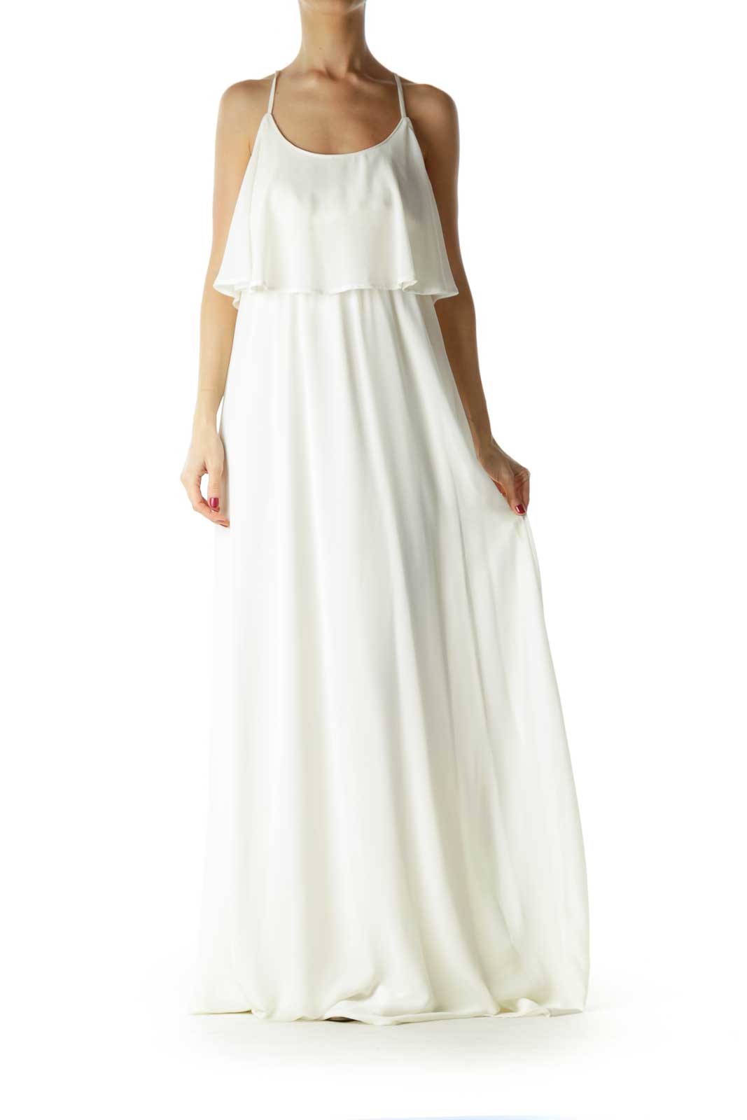 White Layered Maxi Dress Front