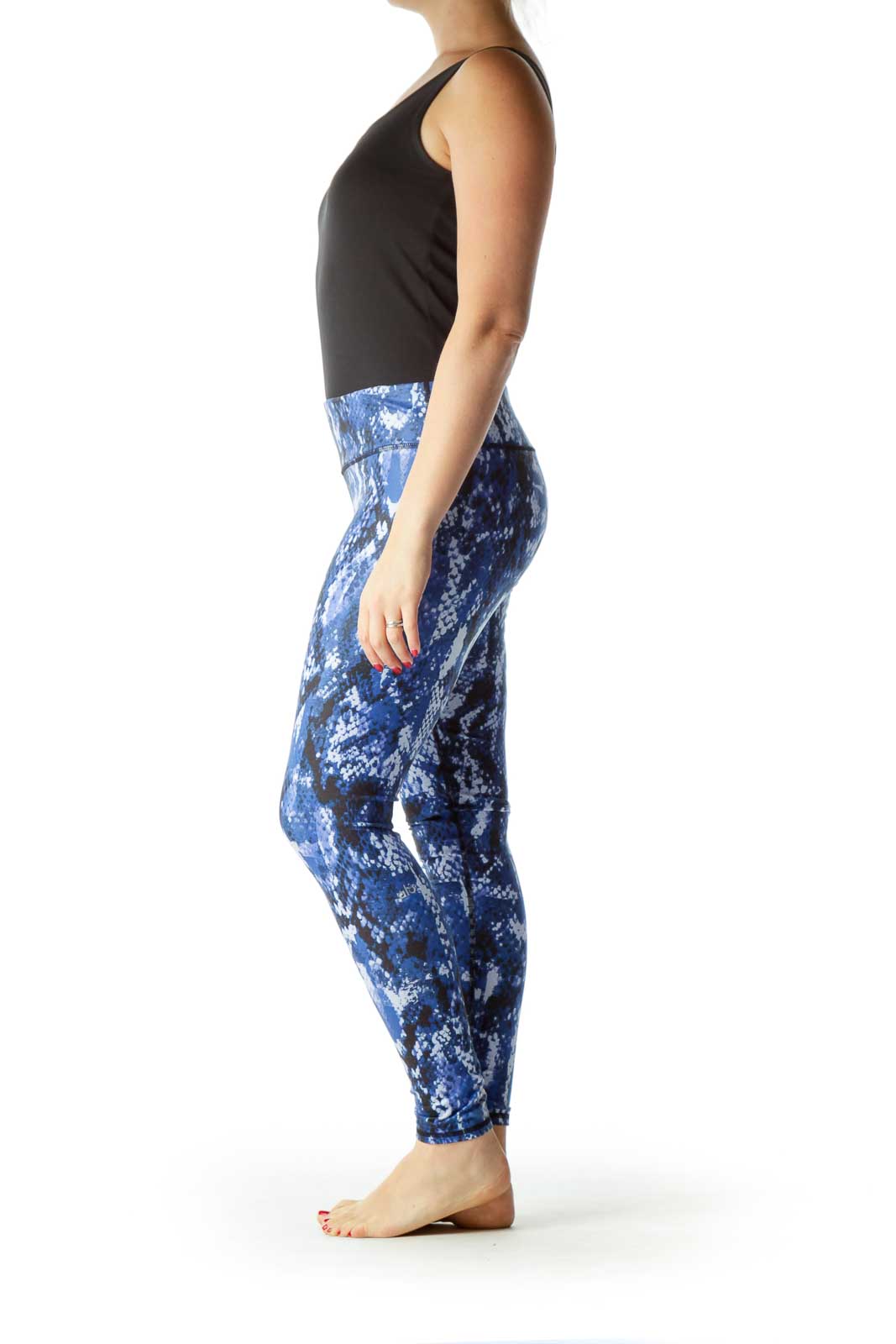 Alo Blue Black Snake Skin Print Yoga Pants Polyester Spandex