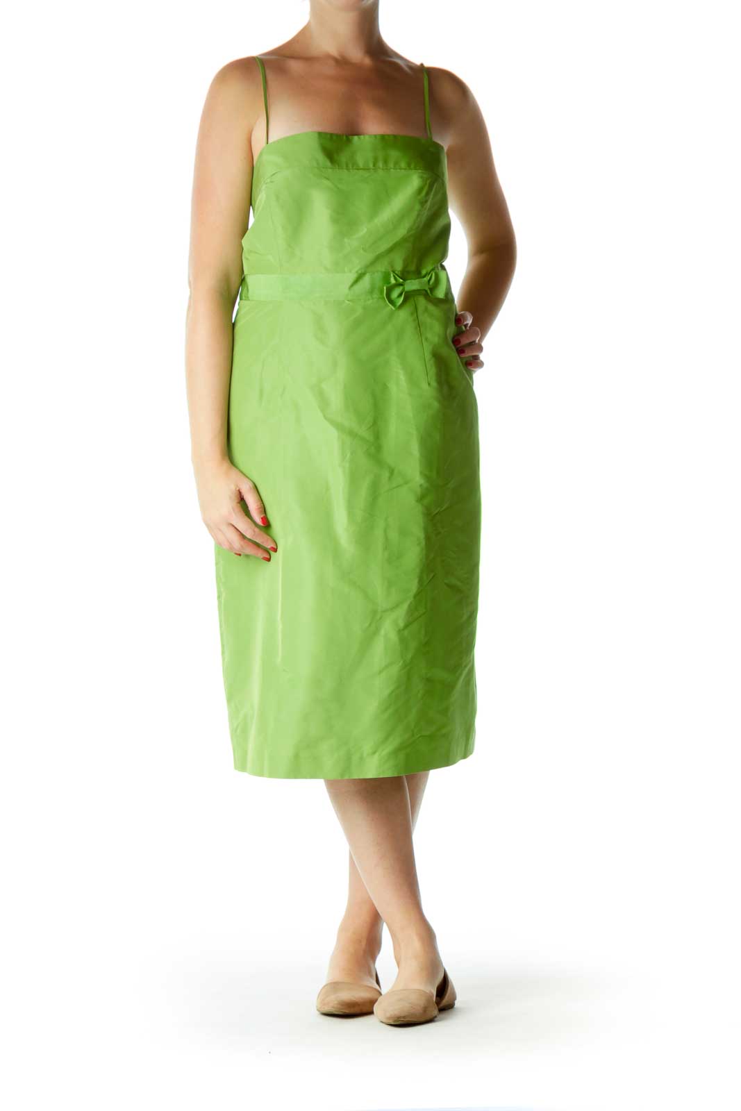 Green Silk Strapless Cocktail Dress Front