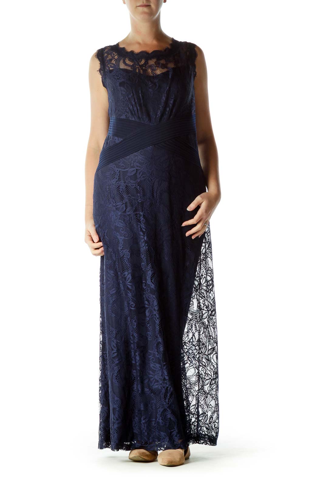 Navy Lace Sleeveless Maxi Dress