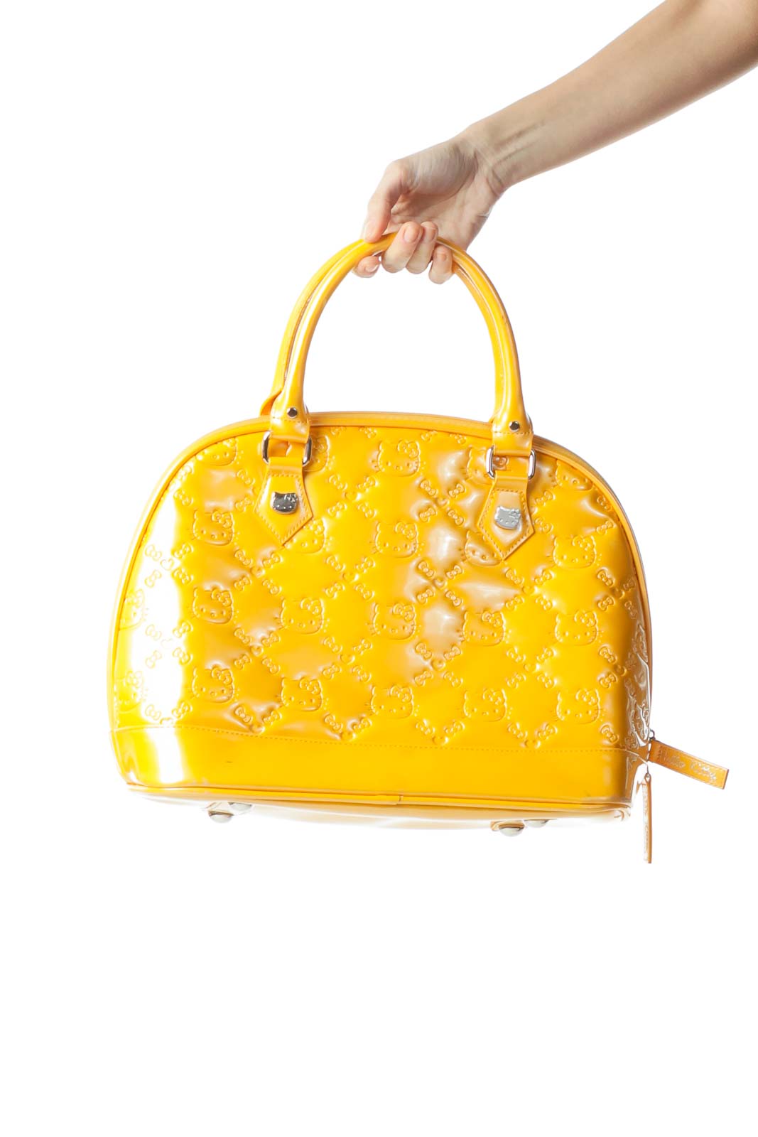 Yellow Padded Logo Stitching Tote Bag Front