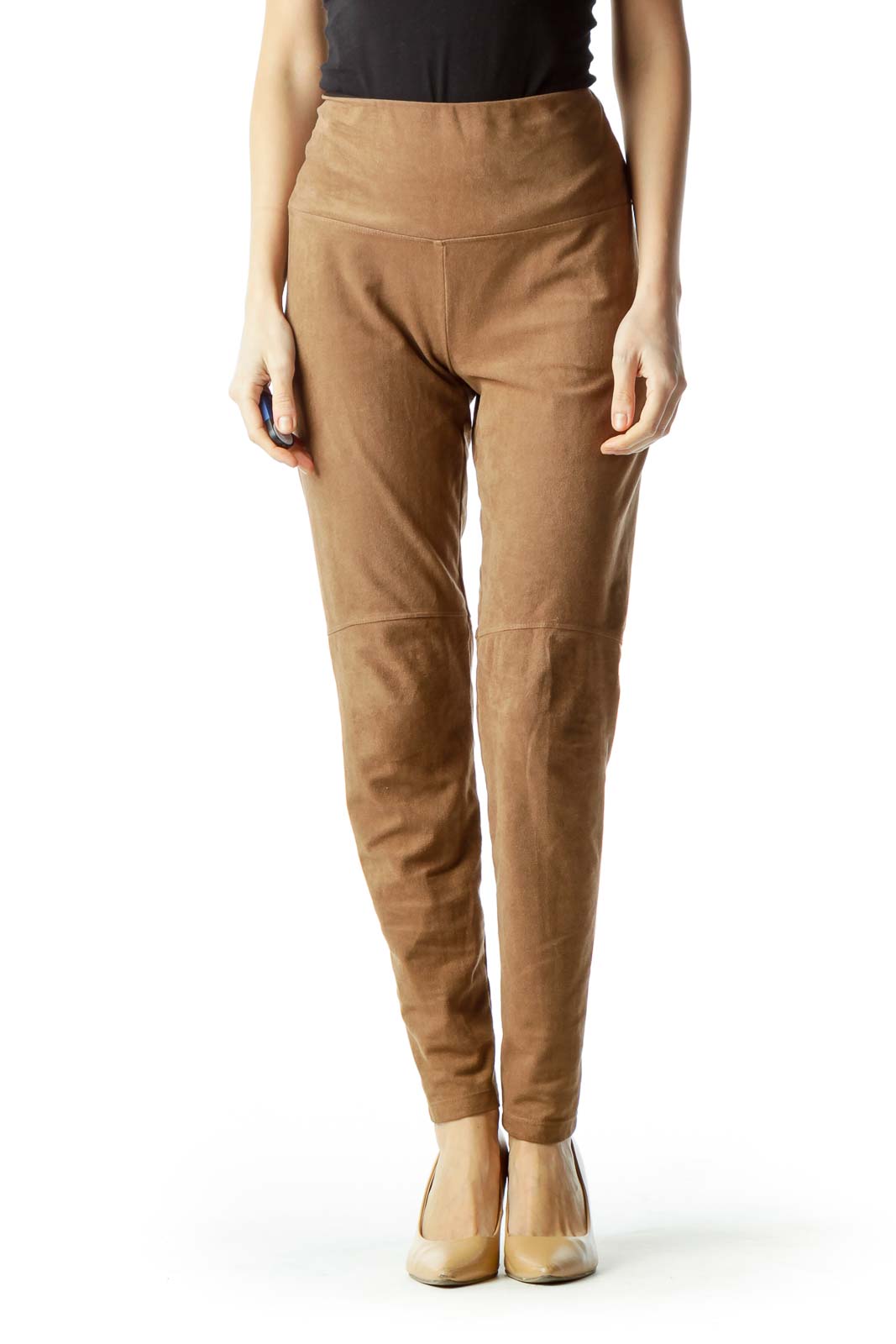 Brown Faux Suede Legging Front