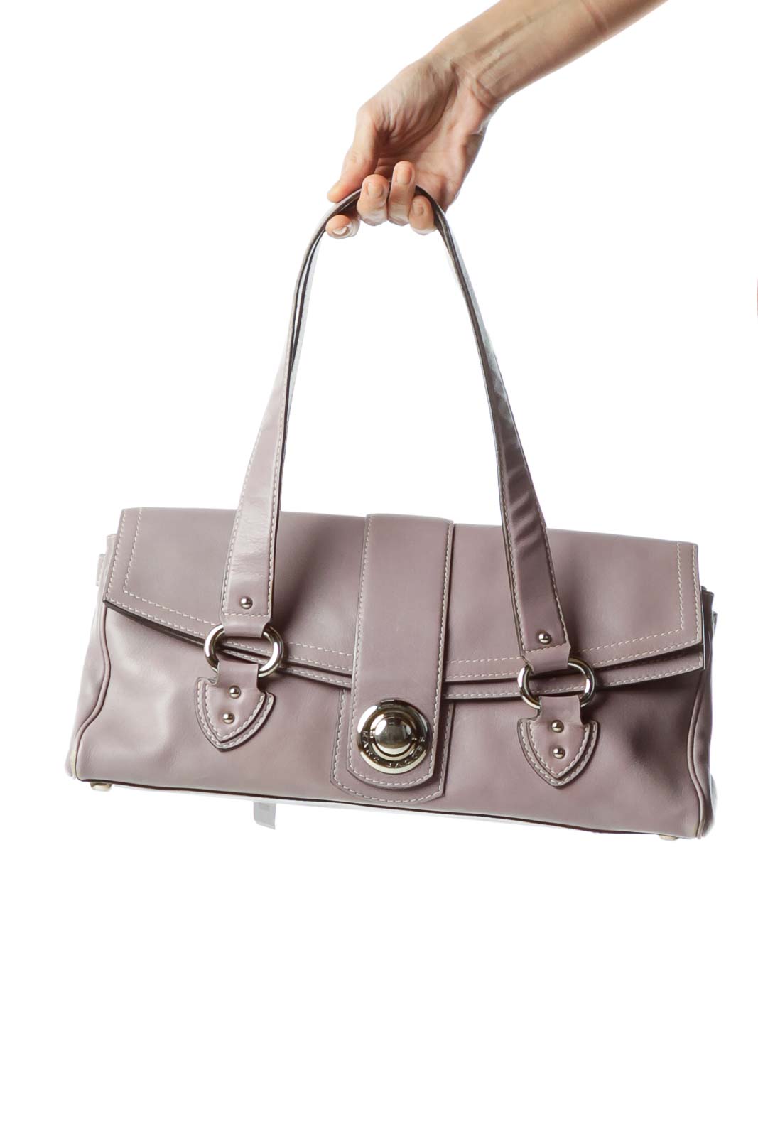 Purple Leather Shoulder Bag Front