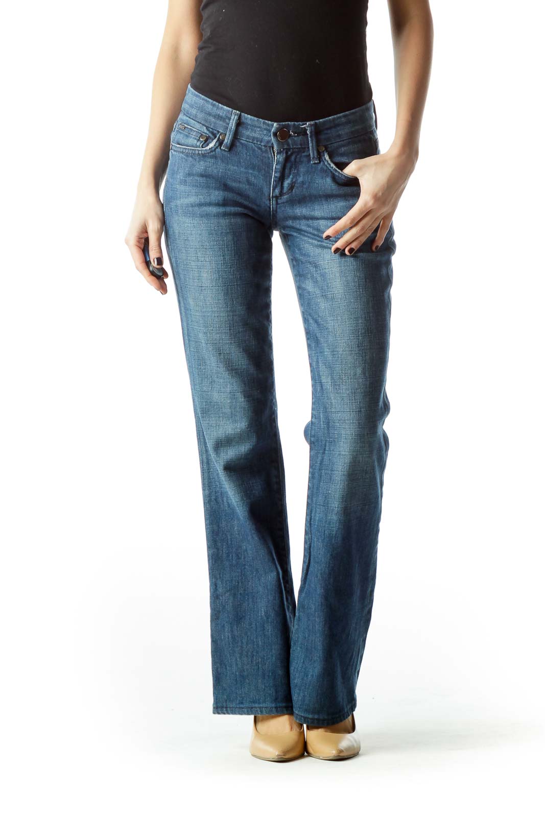 Blue Medium Wash Denim Jeans  Front