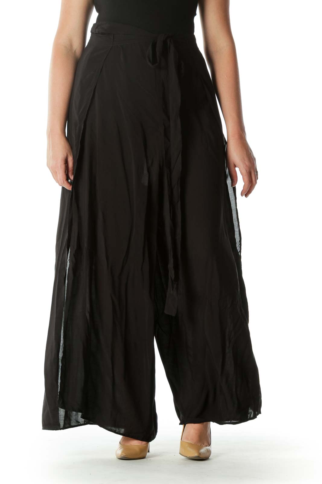 Black Slitted Pant Front