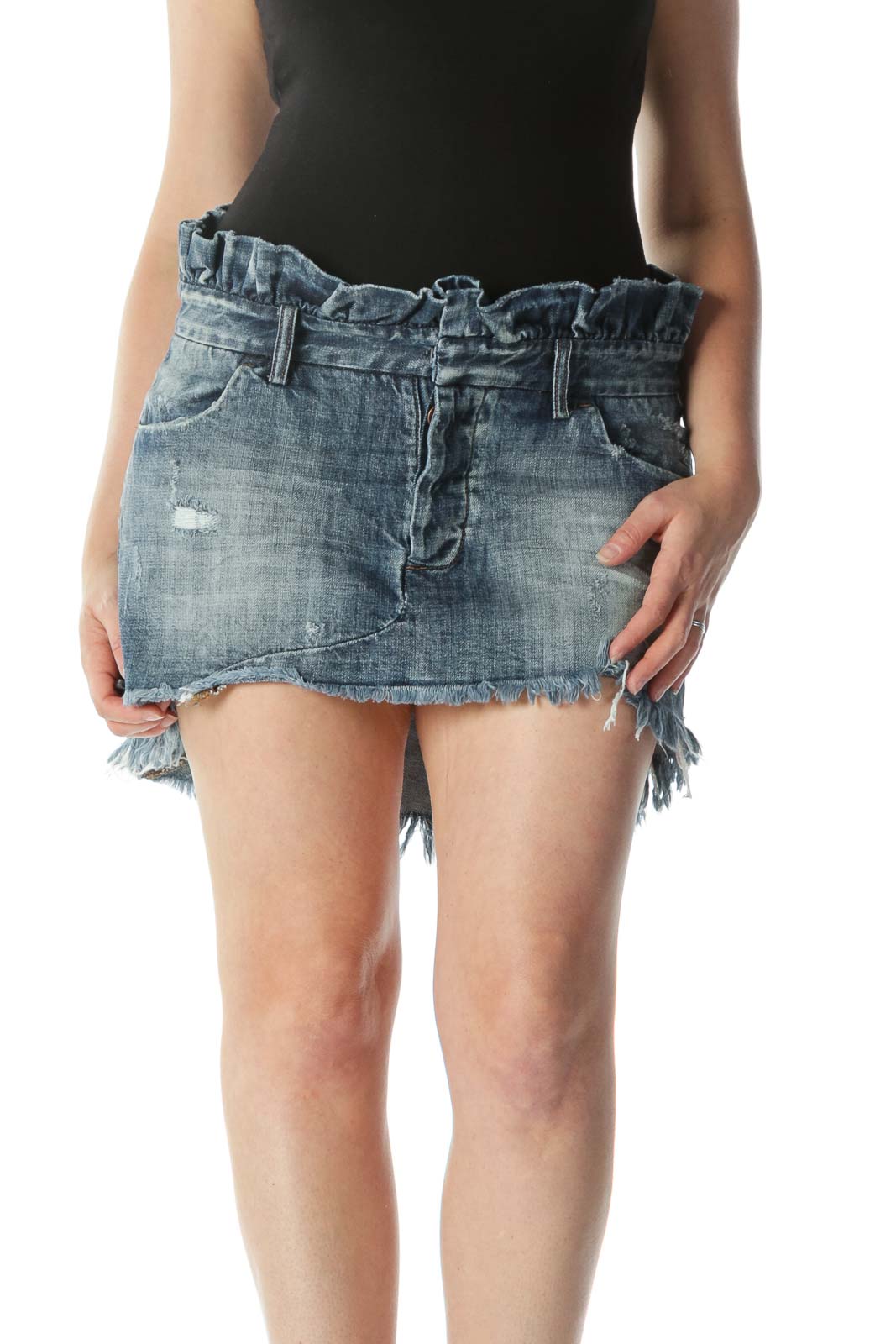 Blue Medium-Wash Denim Skirt Front