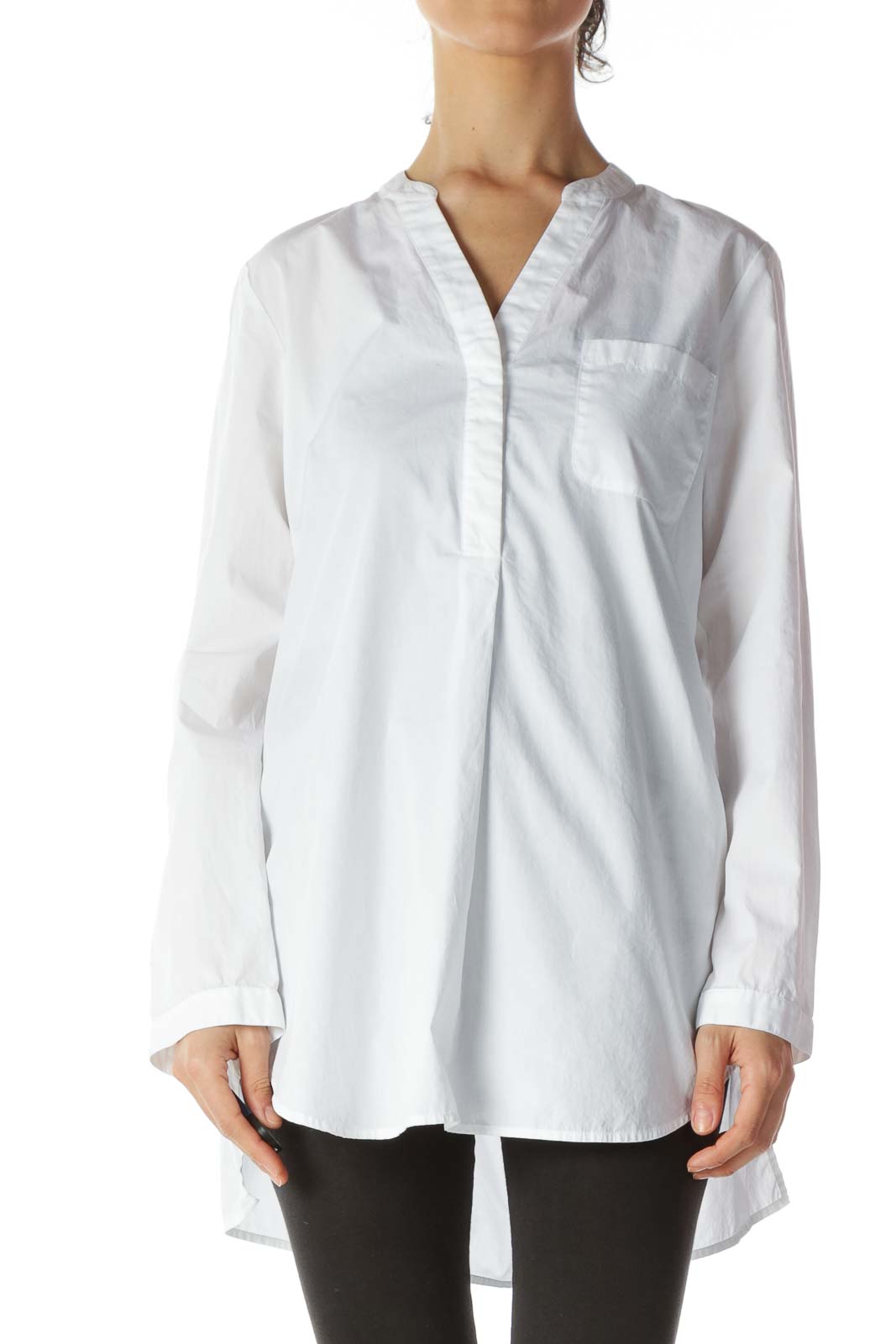 White 100% Cotton Fresh Long Shirt Front