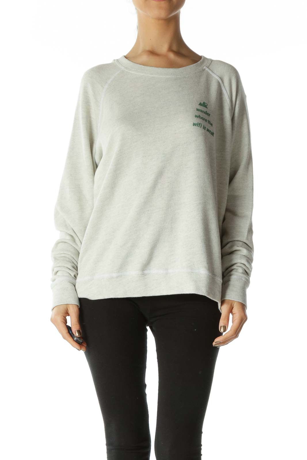 Beige Graphic Soft Sweatshirt  Front