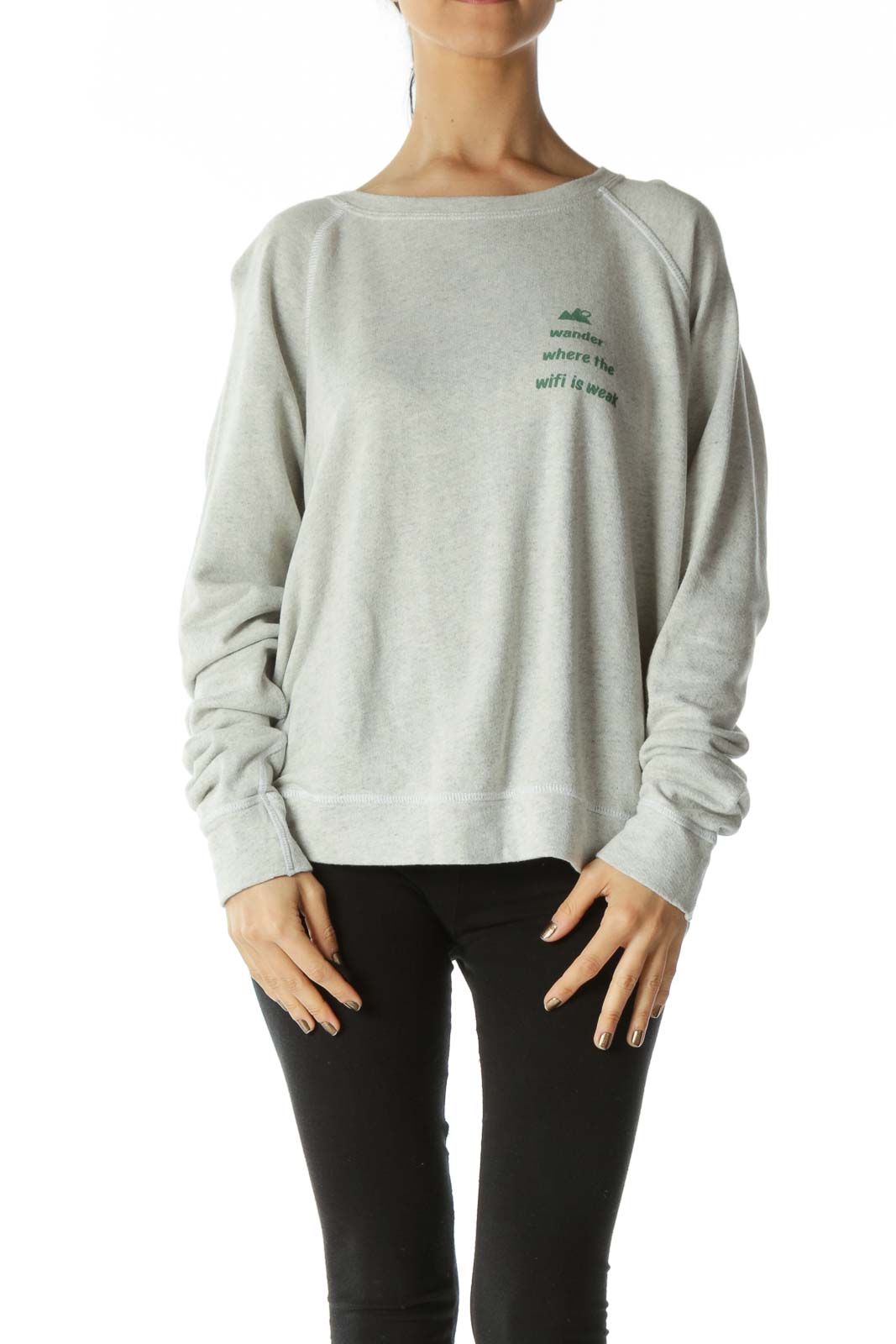 Grey Crewneck Sweatshirt with Graphic Front