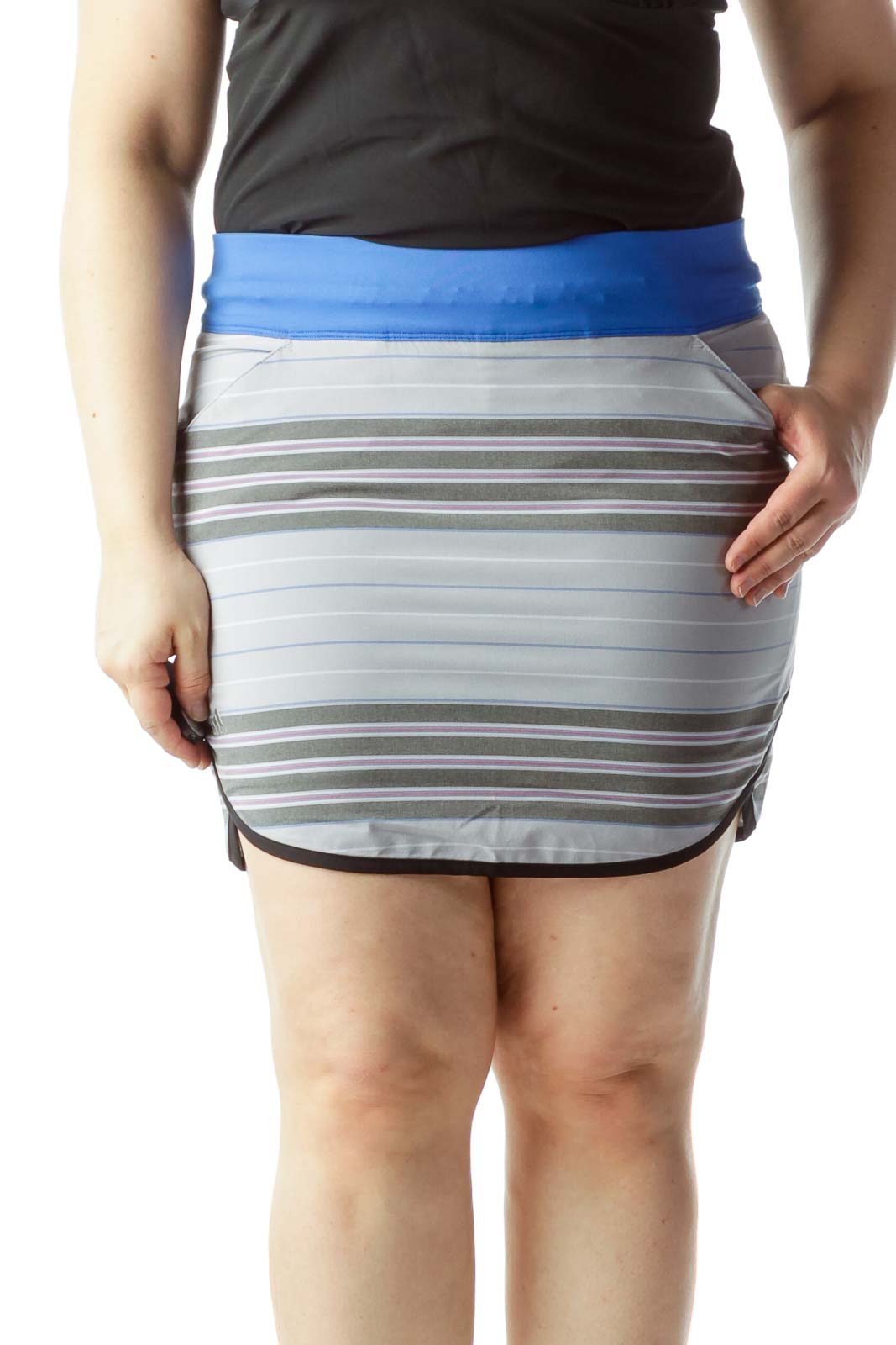 Multicolored Striped Sports Skirt with Under Shorts Front