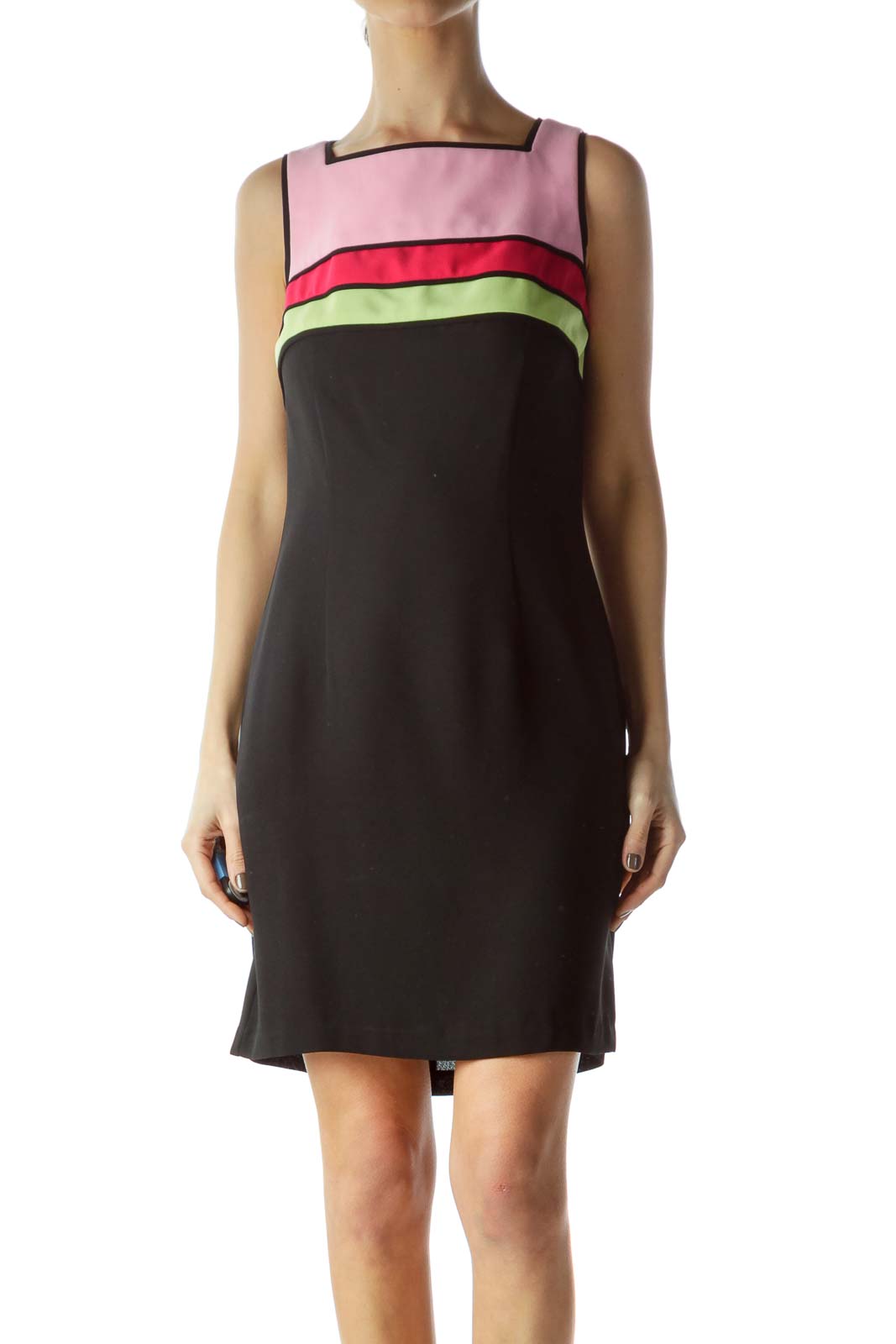 Black with Pop of Color Dress Front