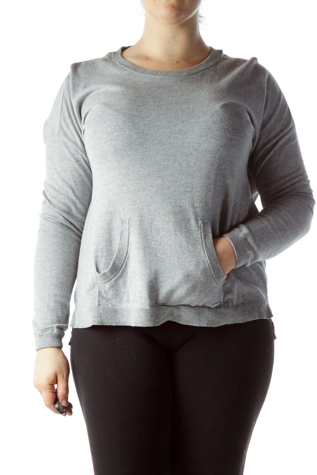 Gray Sweater with Sheer Back Front