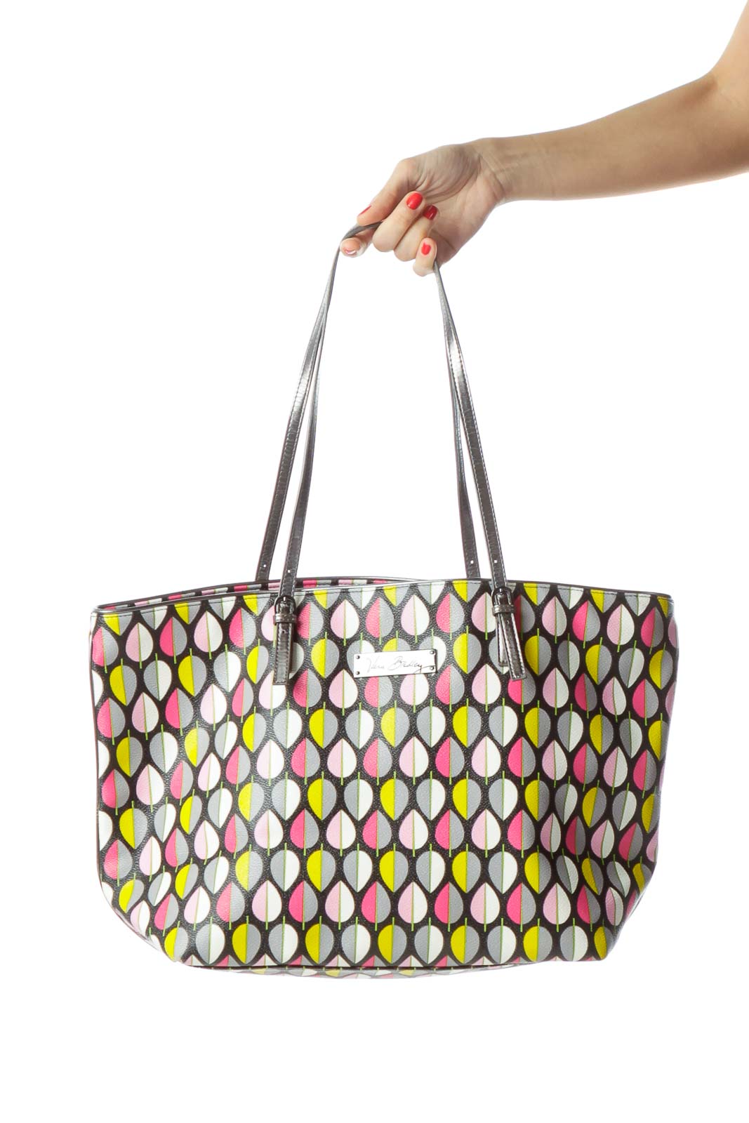 Multicolored Print Zippered Tote Bag Front