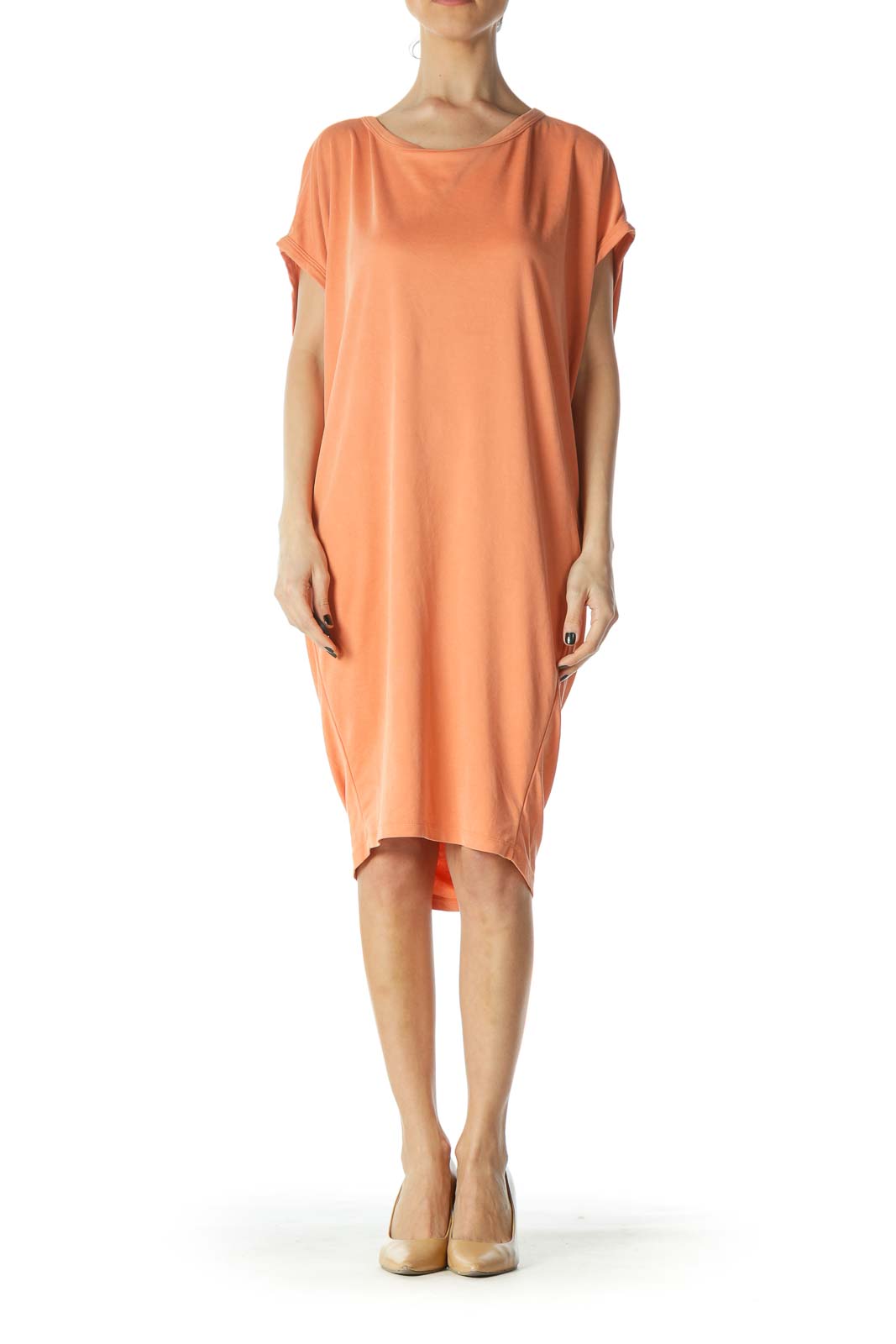 Orange Oversized Open Back Jersey Dress